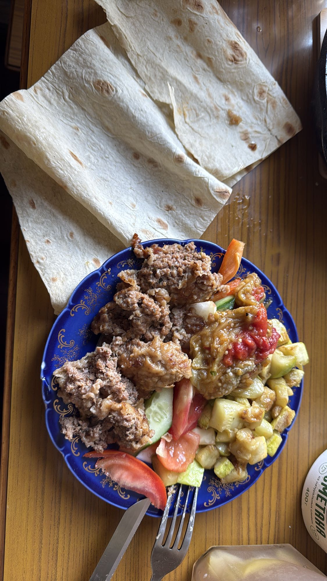 Kebab with Lavash and Veggies