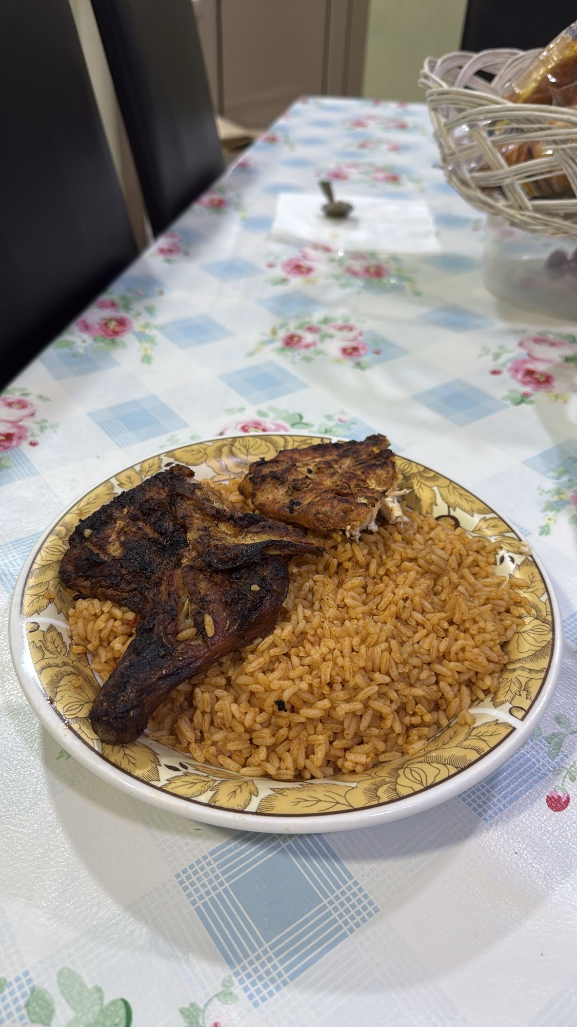 Jollof rice with grilled meat
