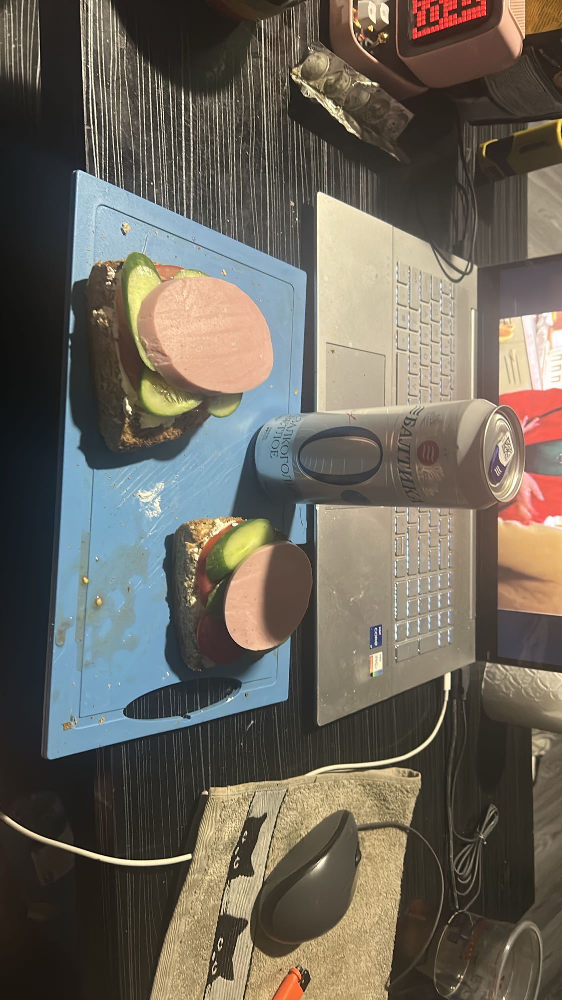 Ham Veggie Sandwiches & Beer