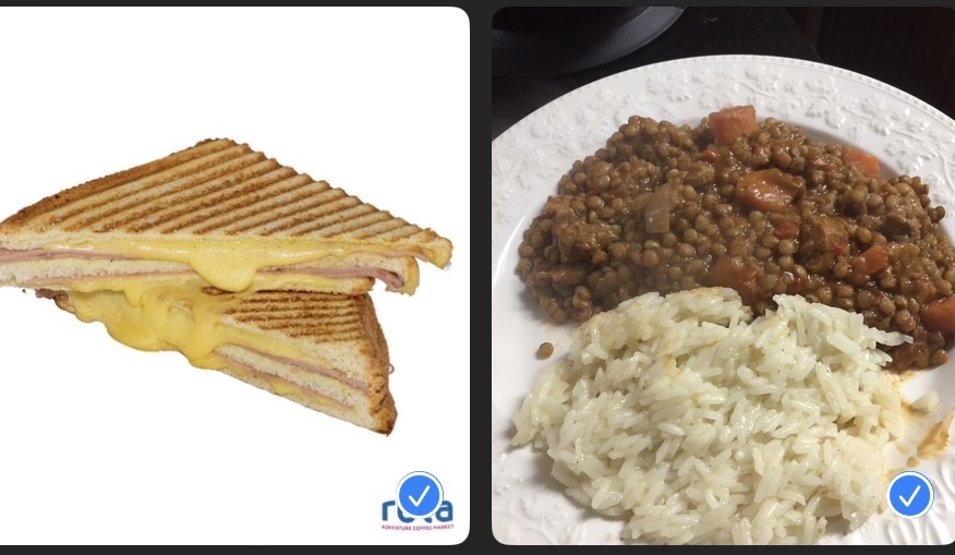 Sándwich y lentejas con arroz