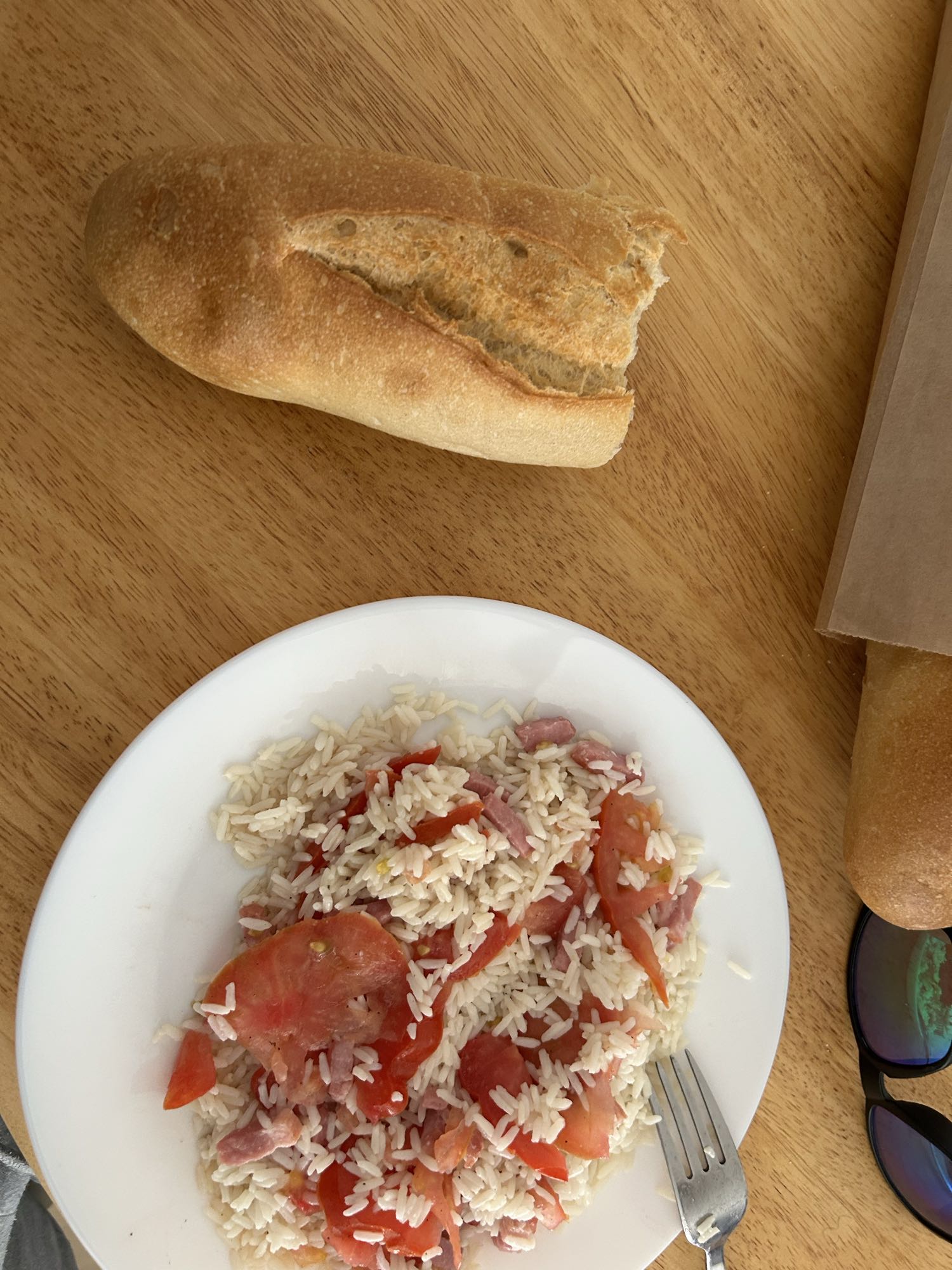 Riz, tomate et jambon