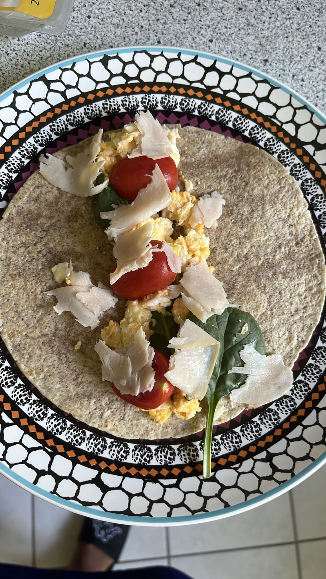 Wrap de huevo y espinaca