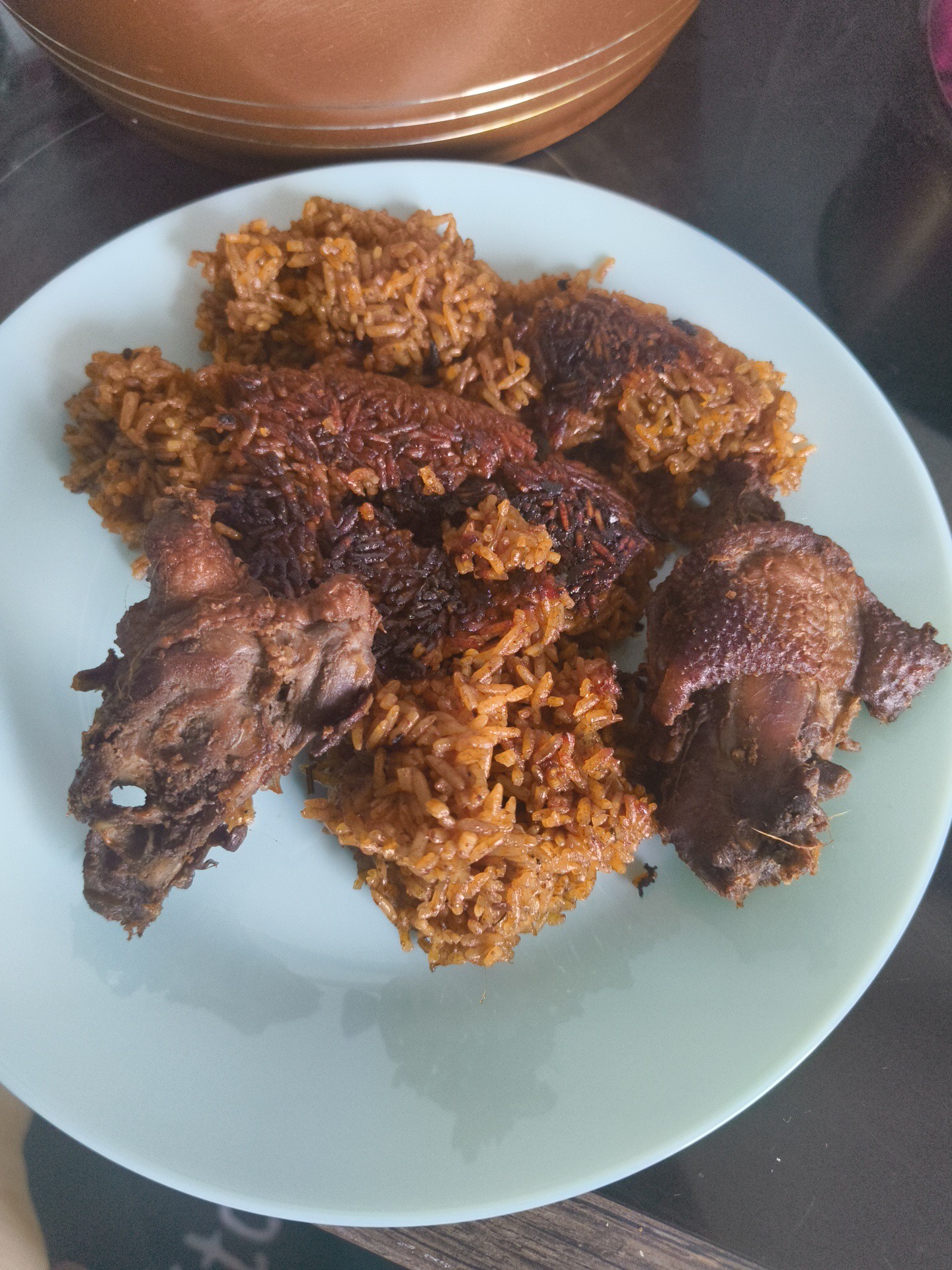 Jollof rice with grilled chicken