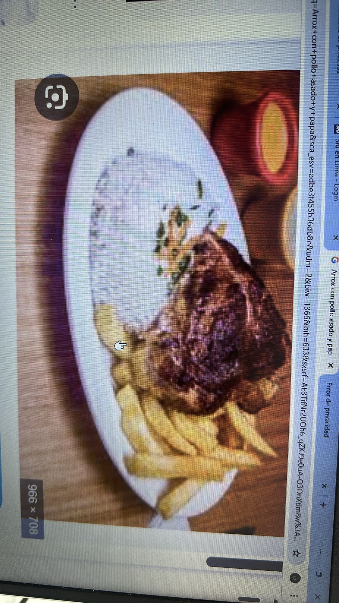 Pollo asado con arroz y papas