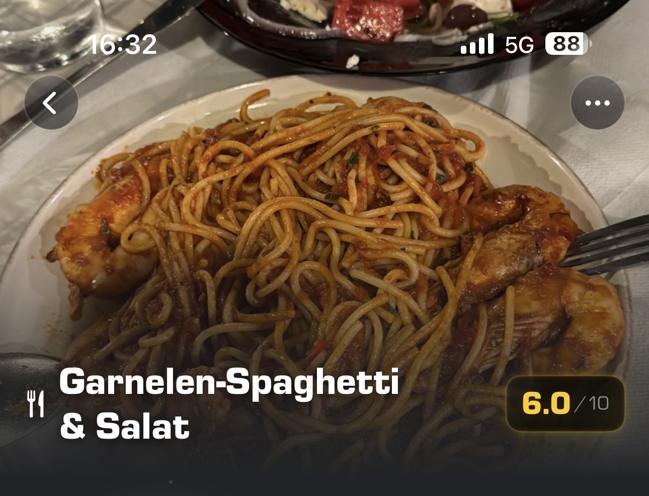 Garnelen-Spaghetti & Salat