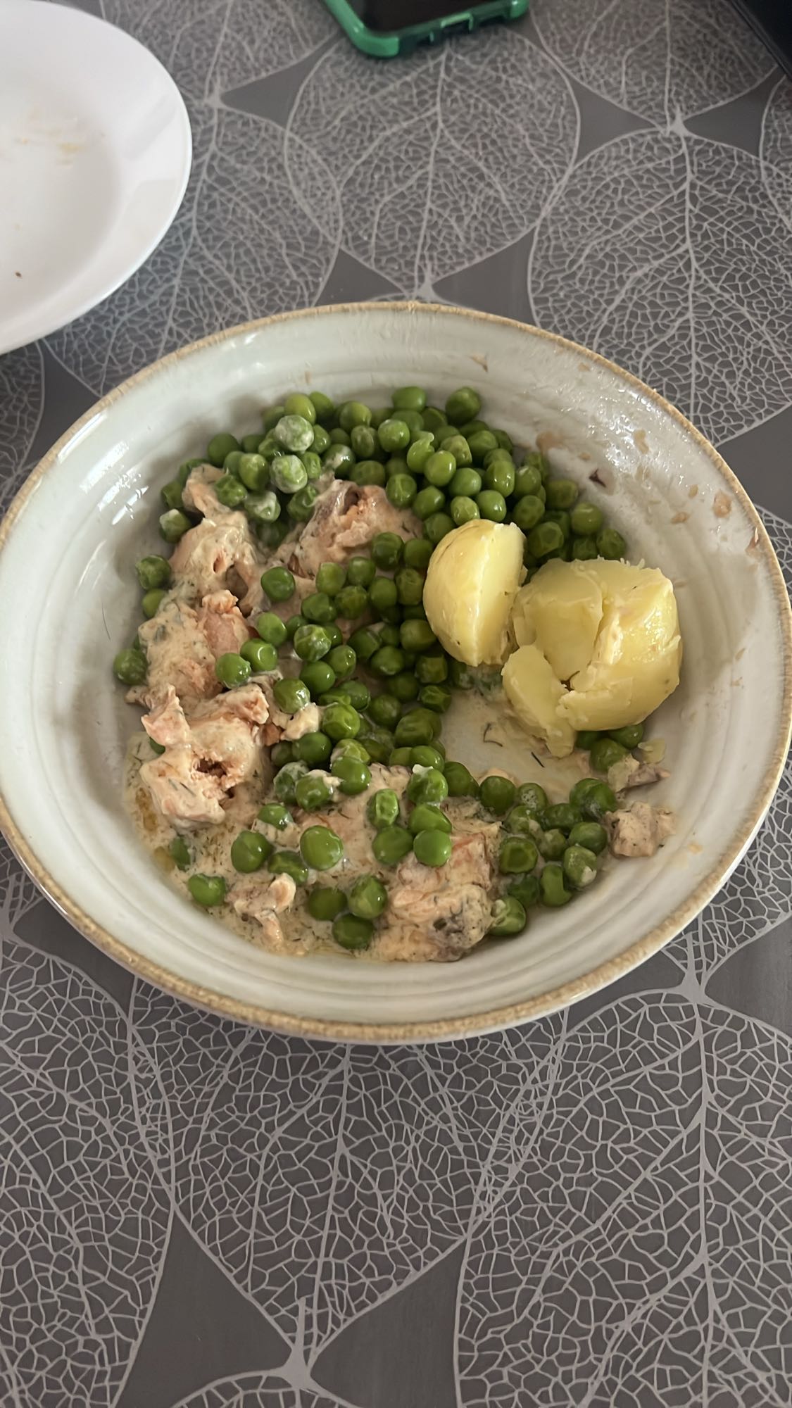 Lax med ärtor och potatis