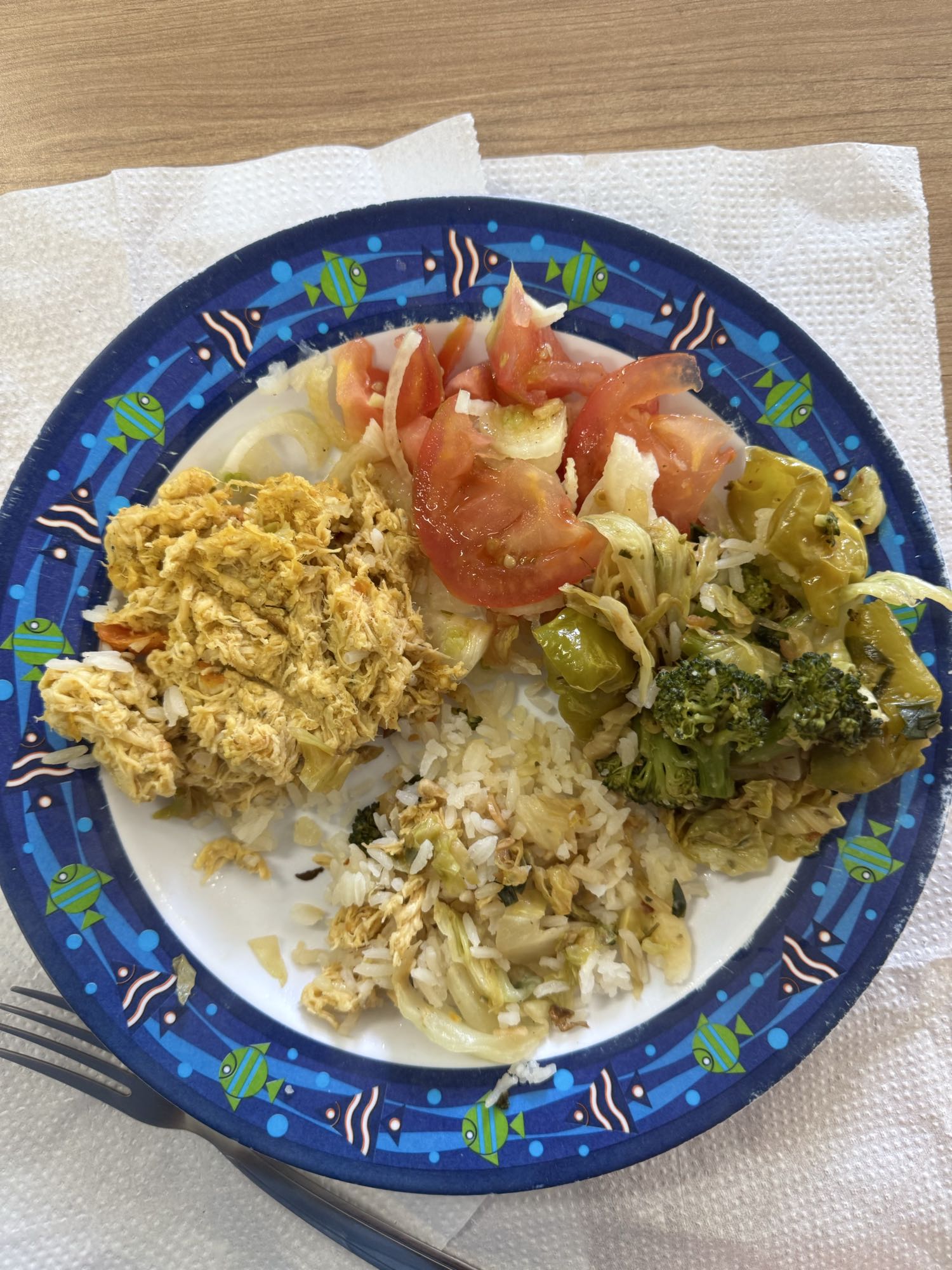Frango, arroz e salada