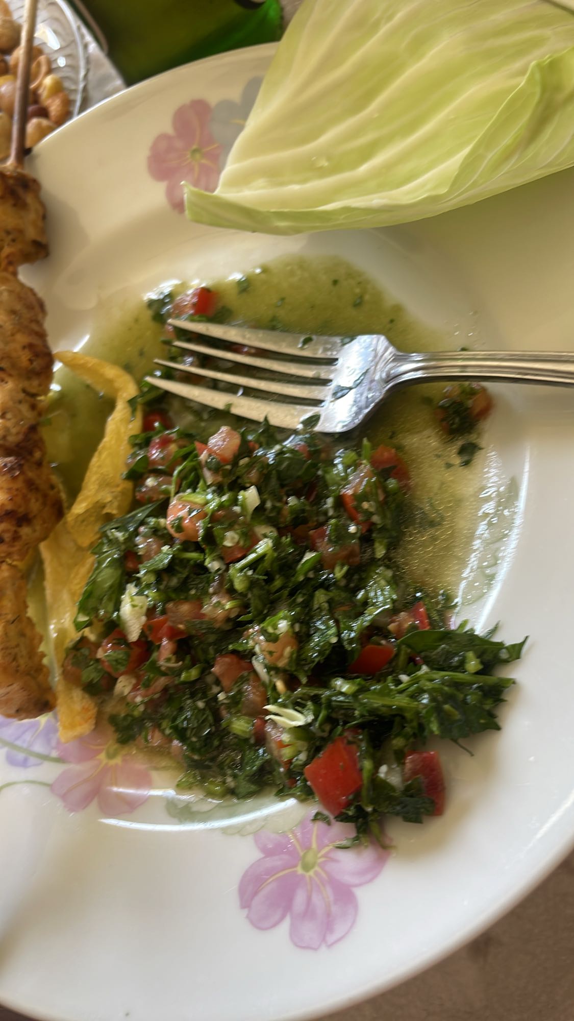 Chicken skewer with tabbouleh