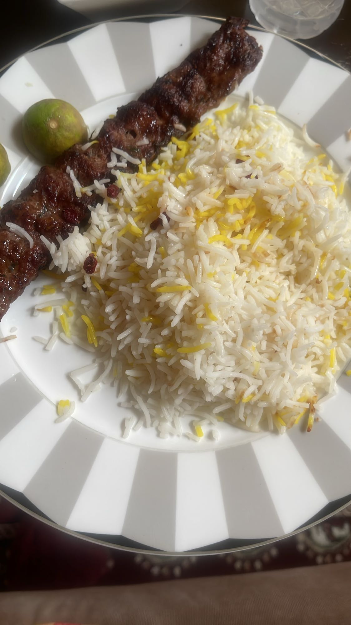 Kebab with saffron rice