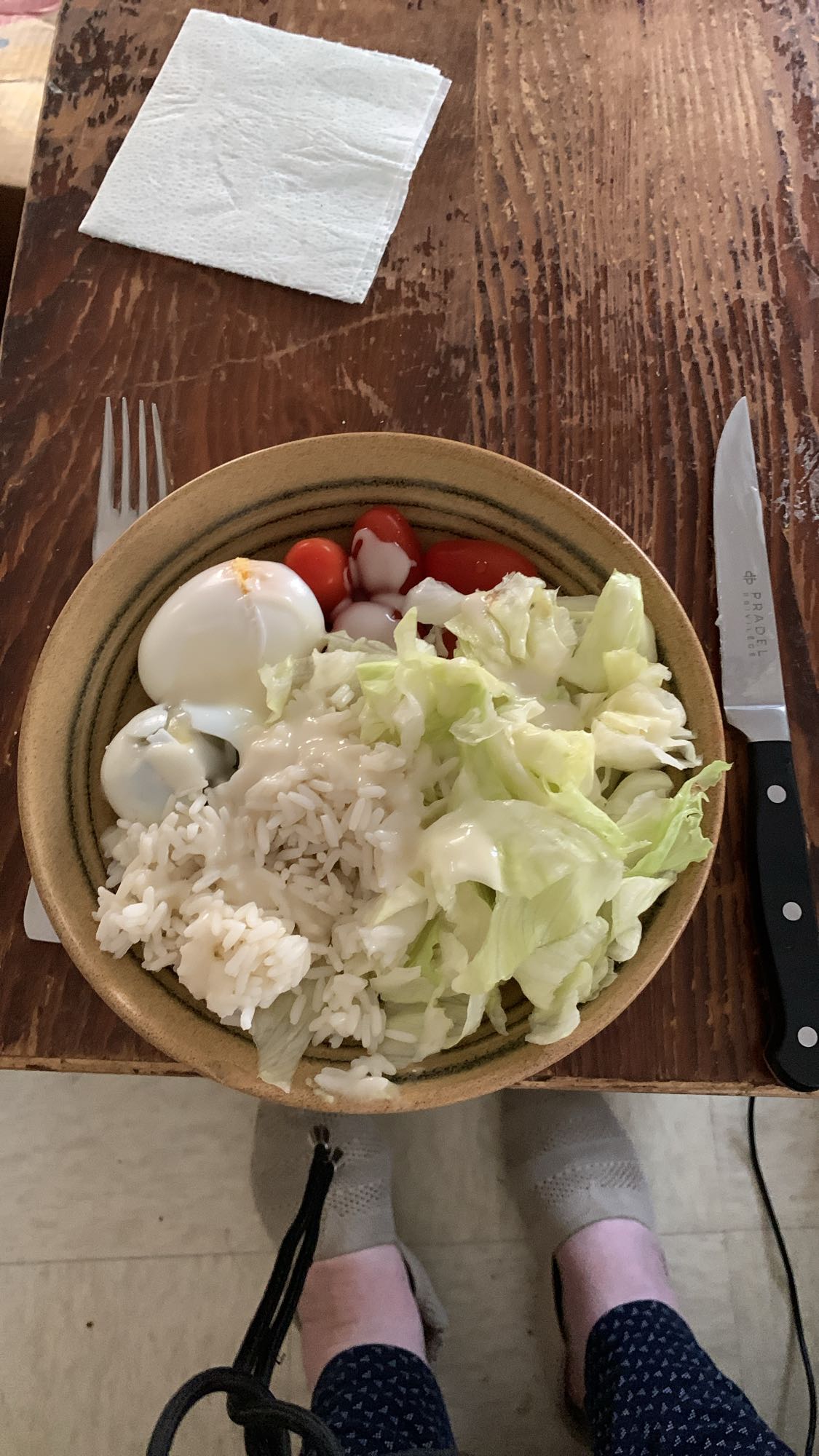 Salade œuf riz crudités