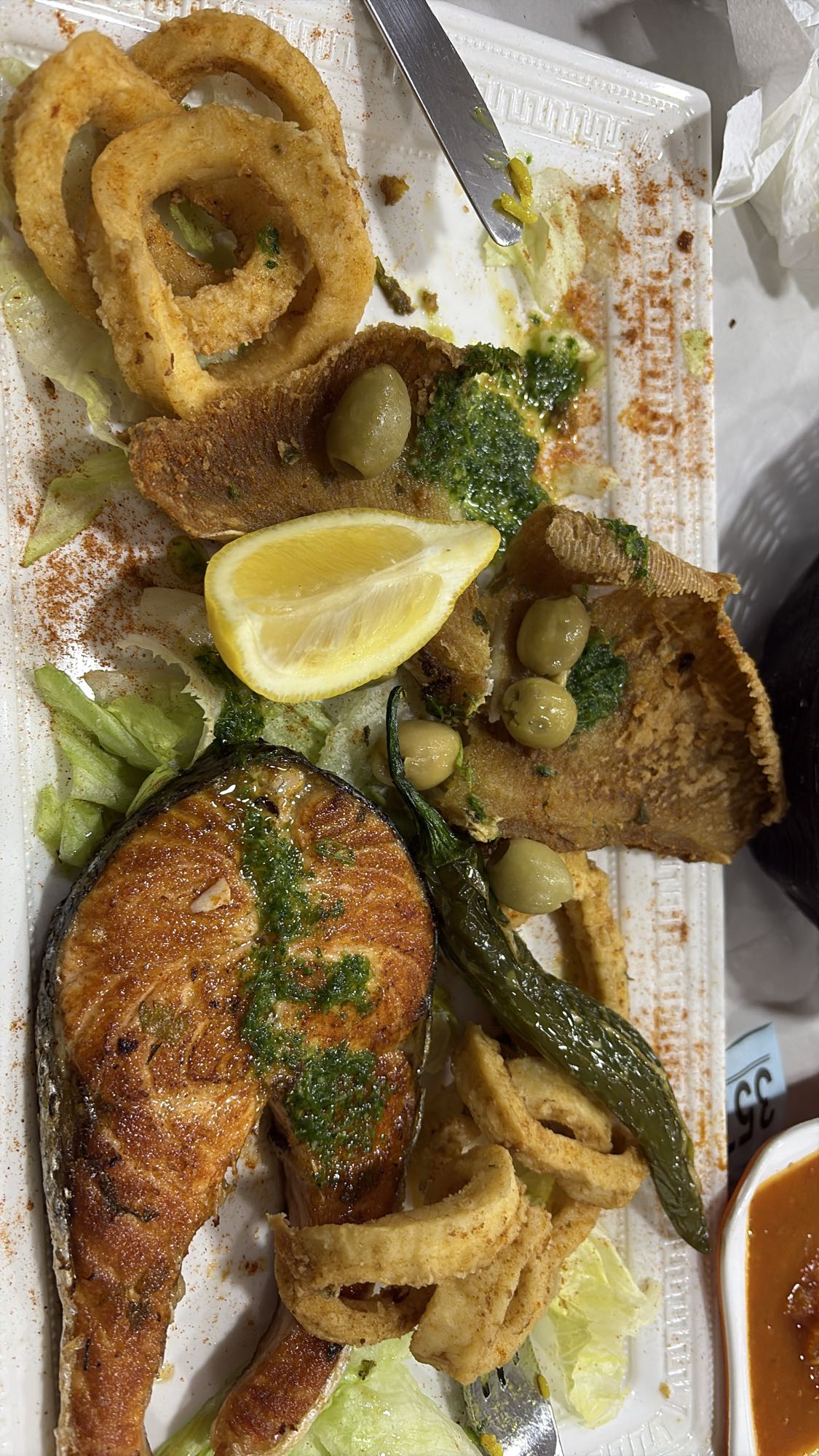 Gebakken vis en inktvis