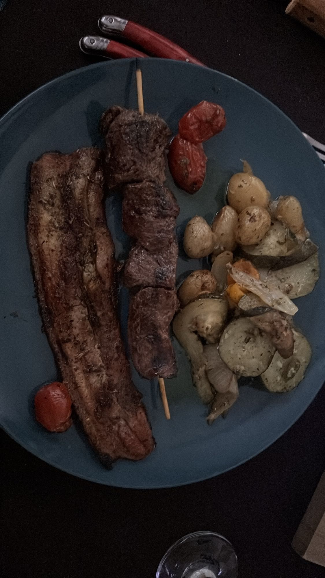 Brochette et légumes grillés