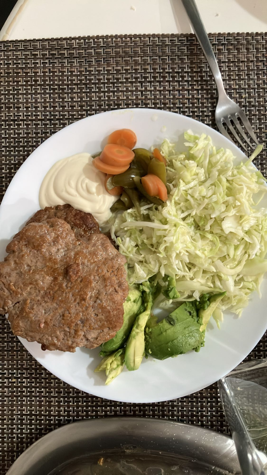 Beef patty with salad