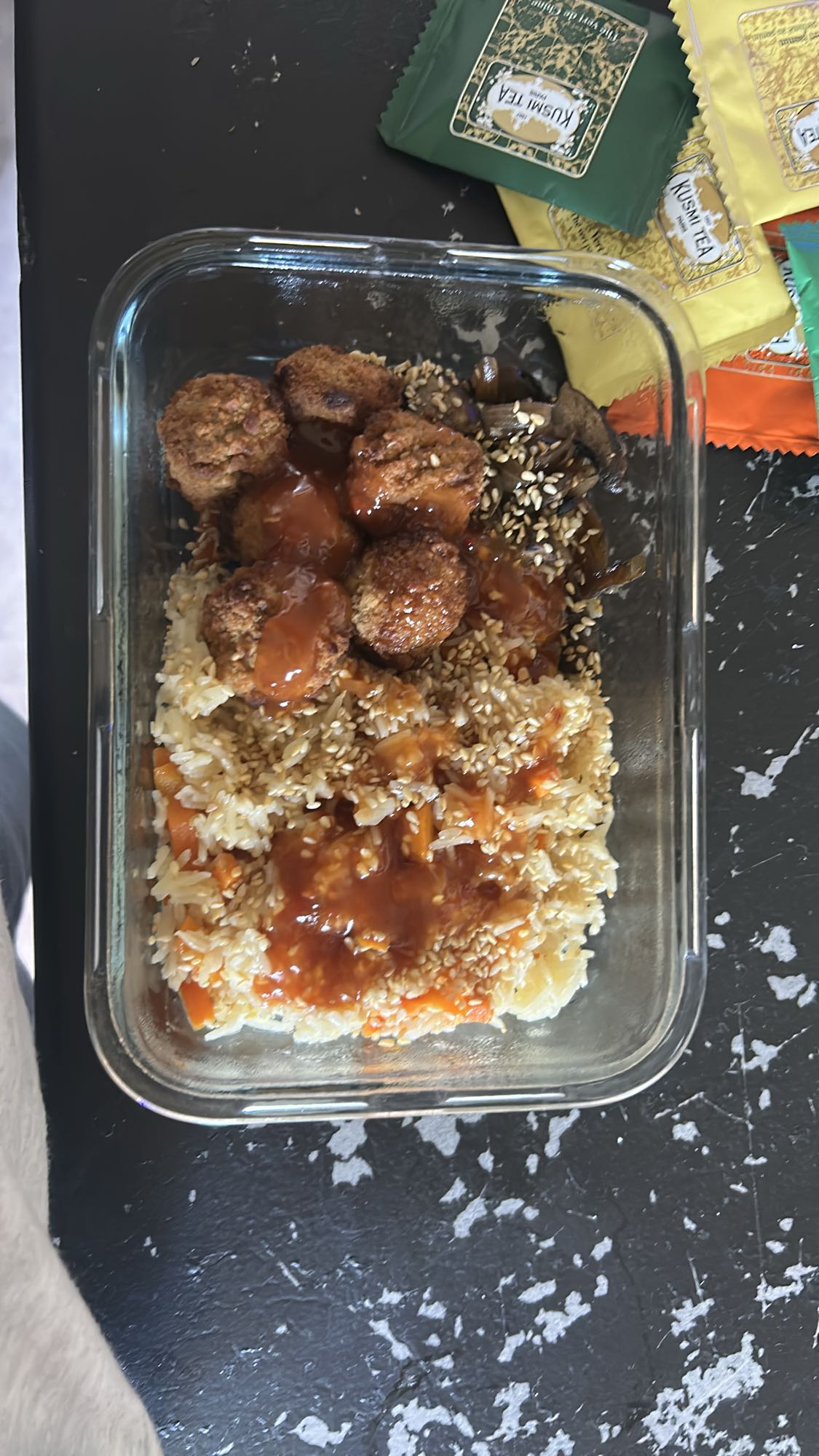 Boulettes riz légumes sauce