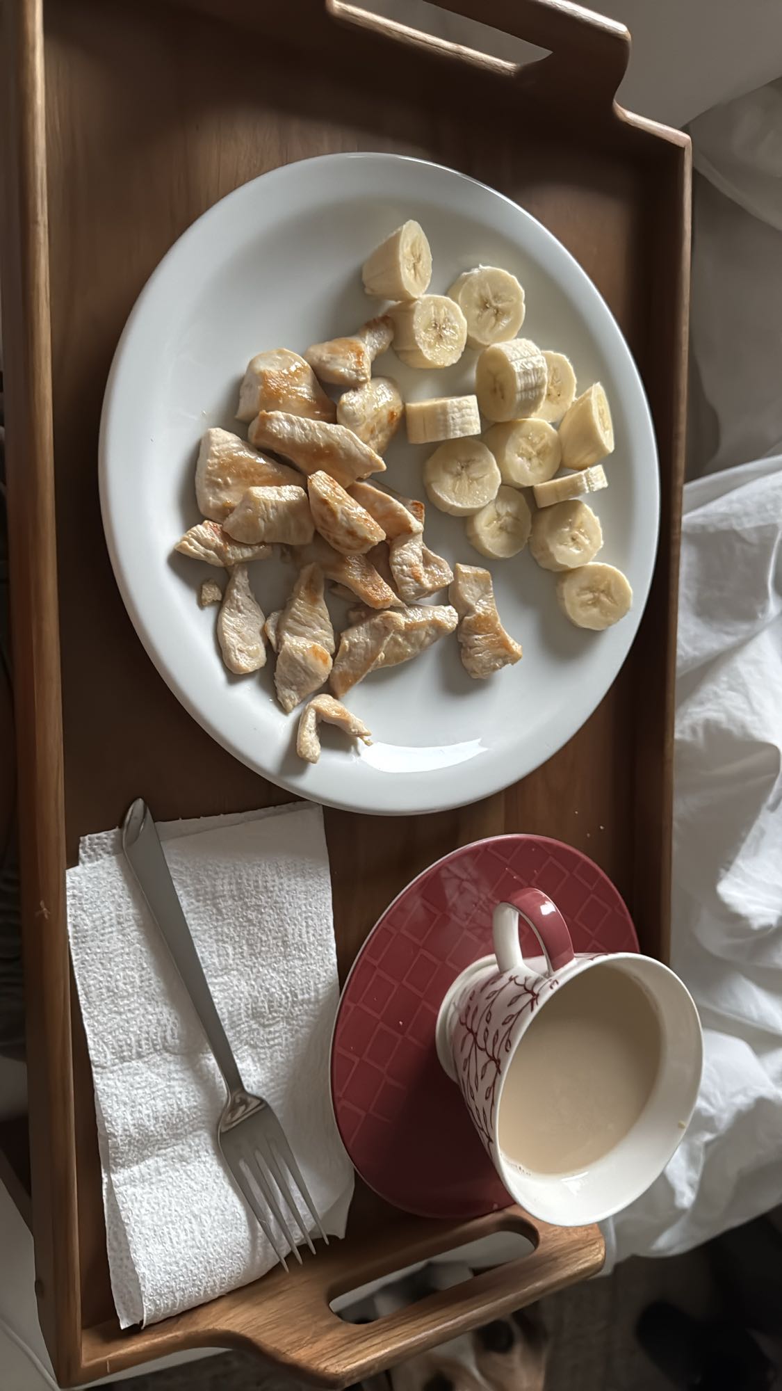 Pollo, plátano y café
