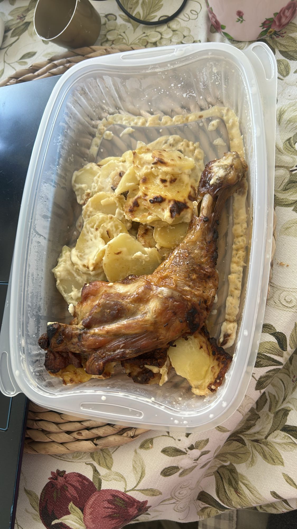 Roast chicken with gratin