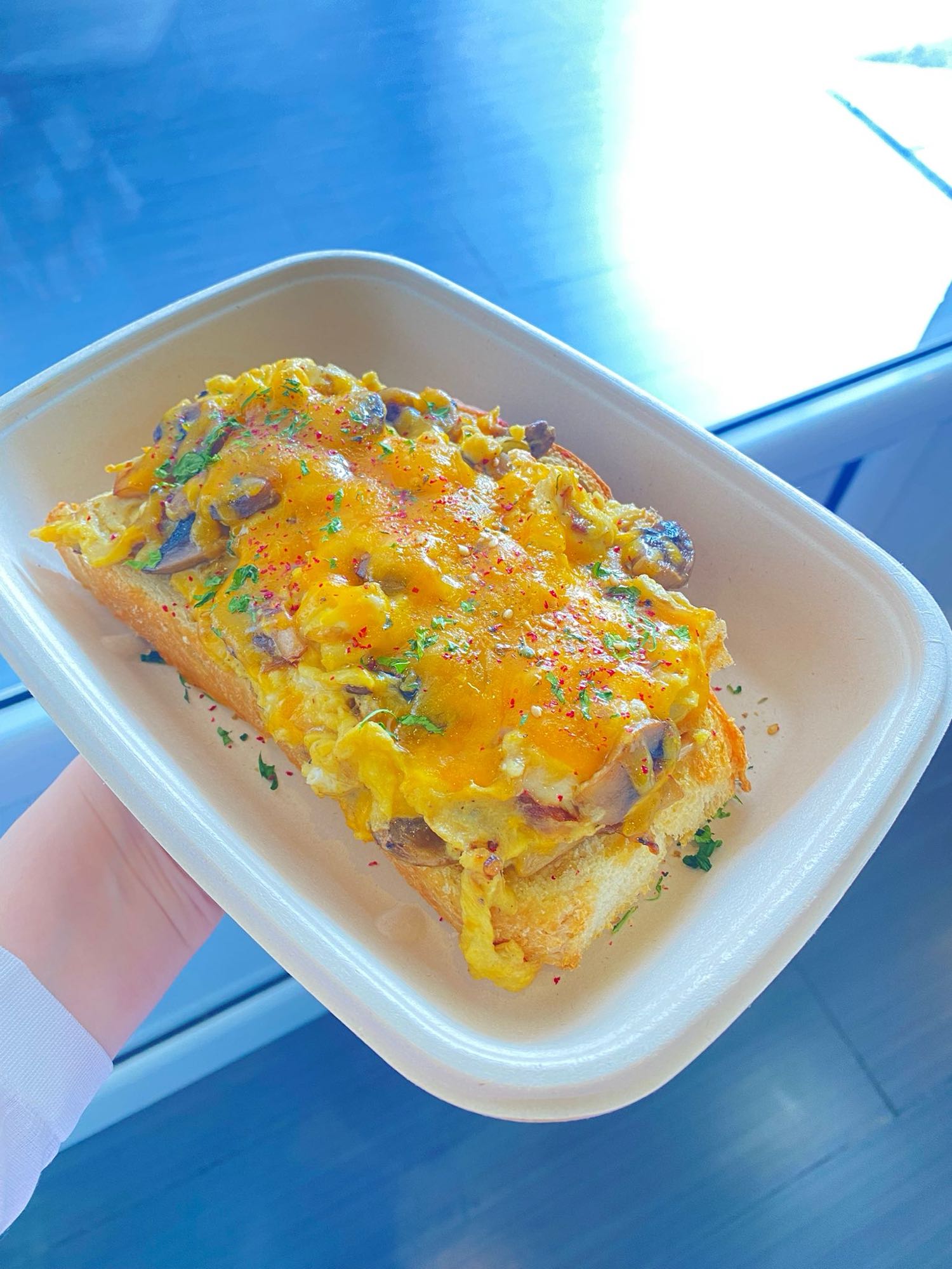 Cheesy Egg Mushroom Toast