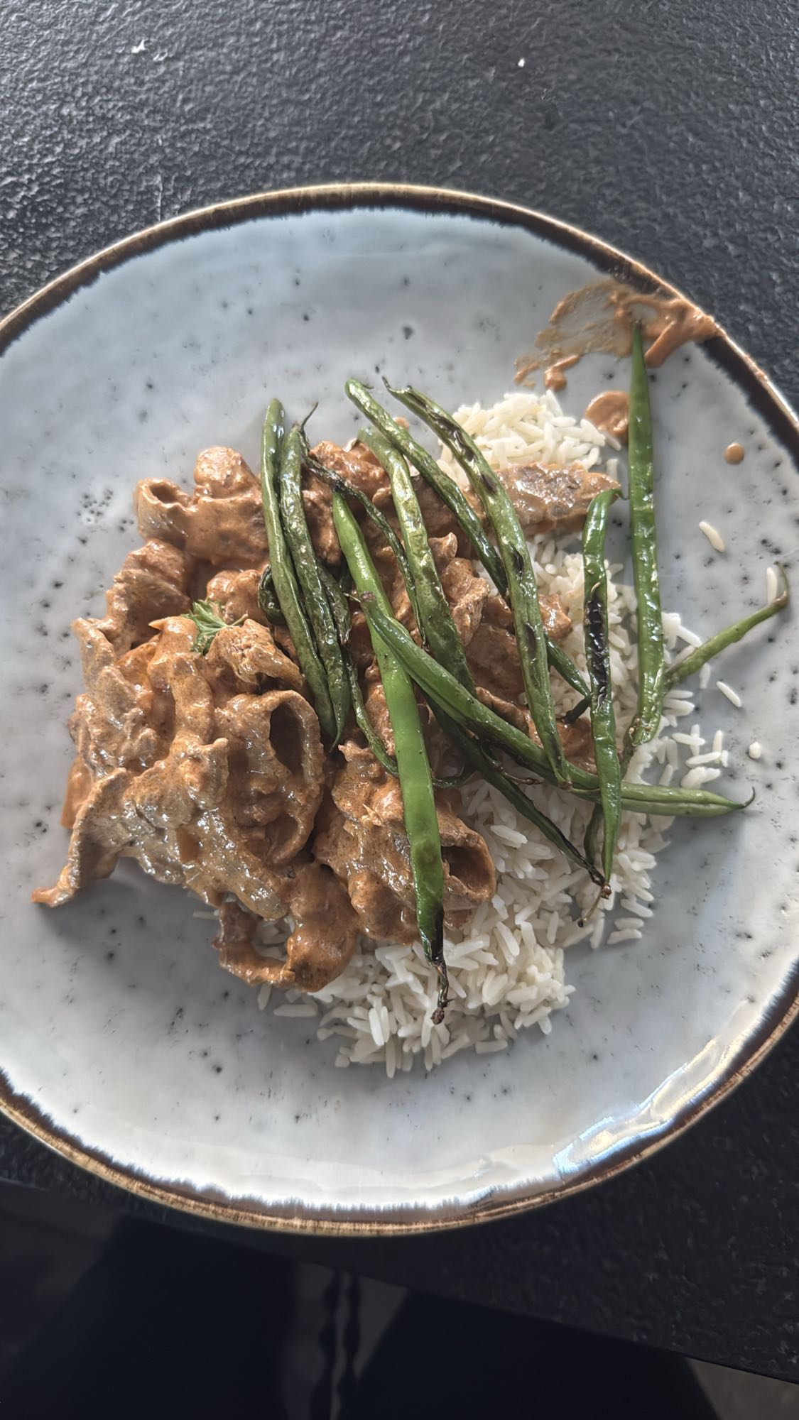 Biffgryta med ris och bönor