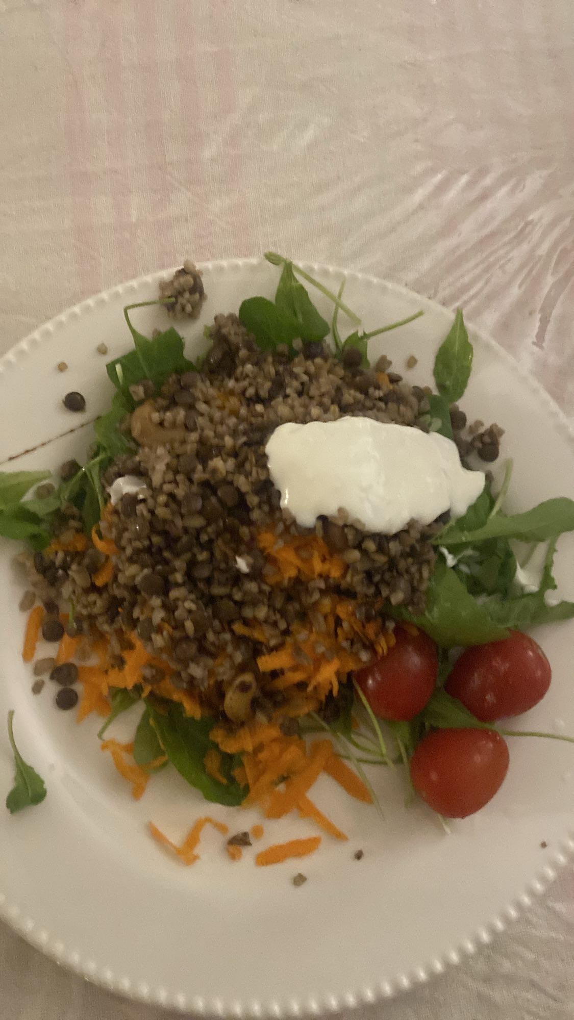 ensalada de lentejas y yogur