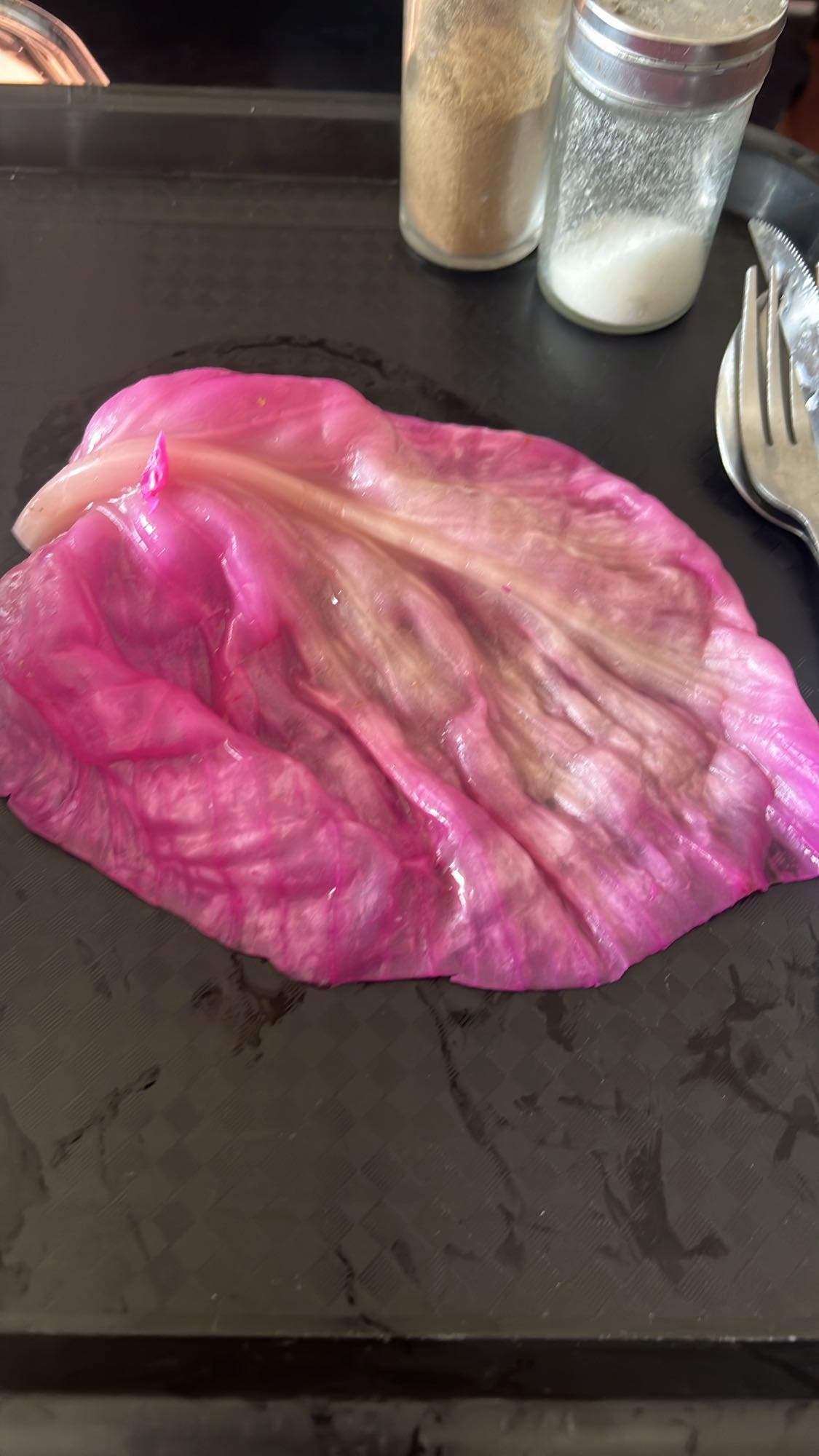 Pickled red cabbage leaf