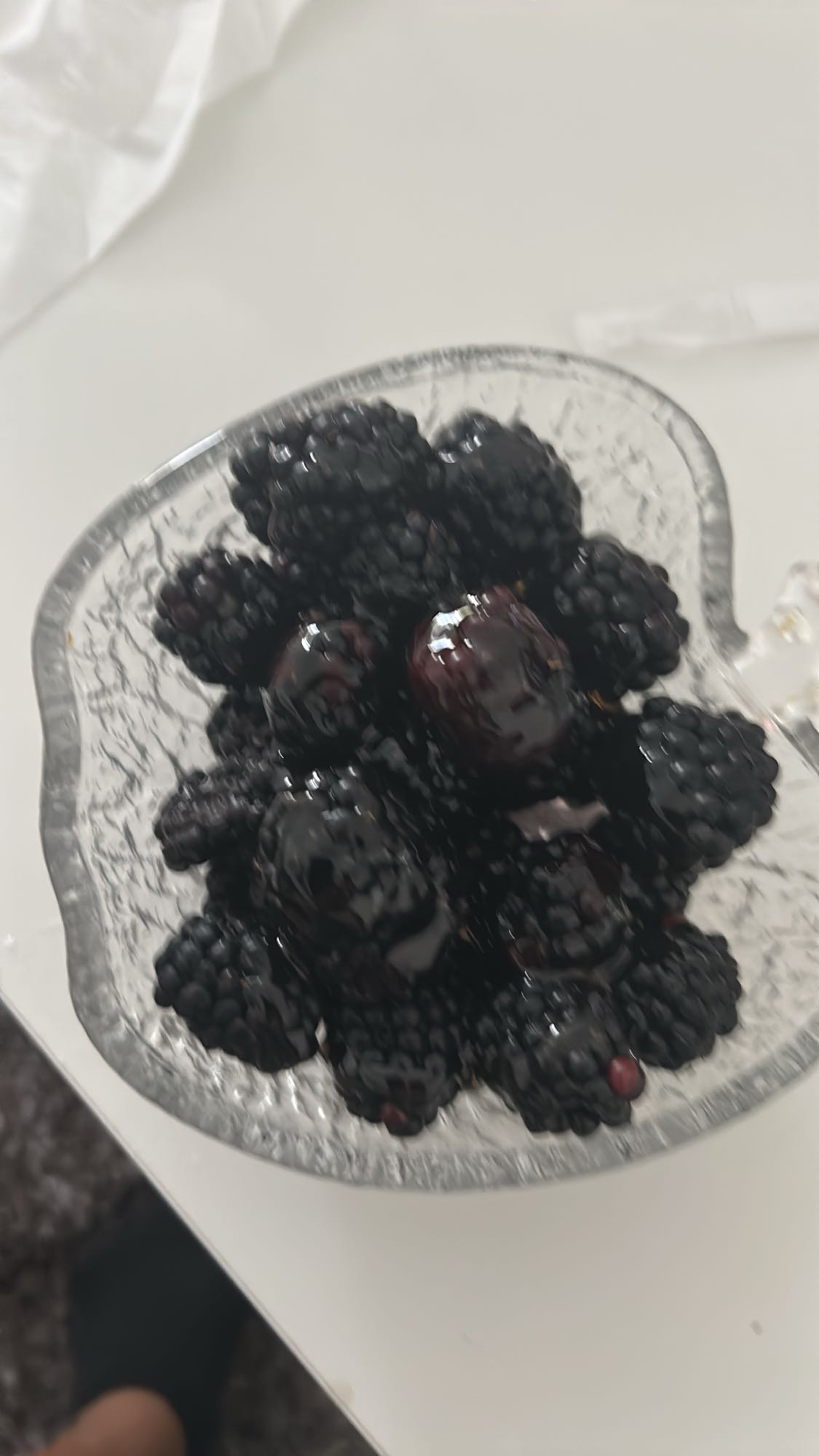 Taze böğürtlen kasesi