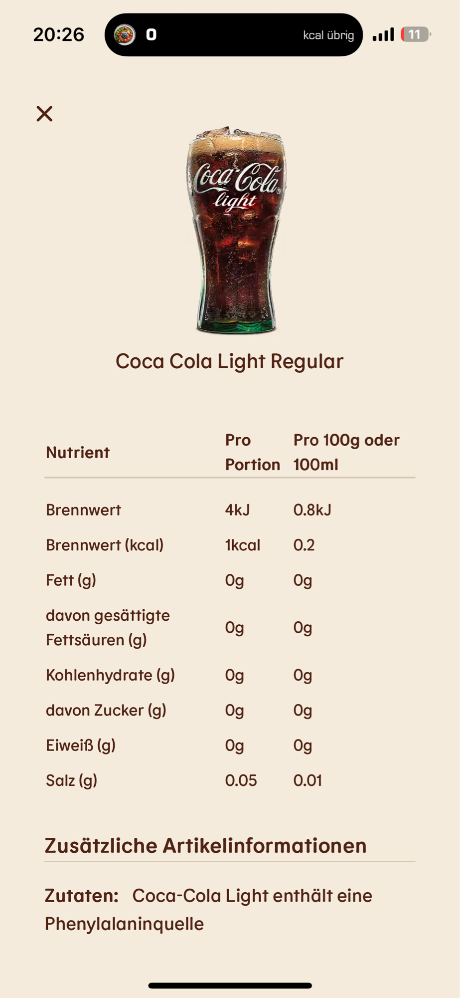 Coca Cola Light Regular