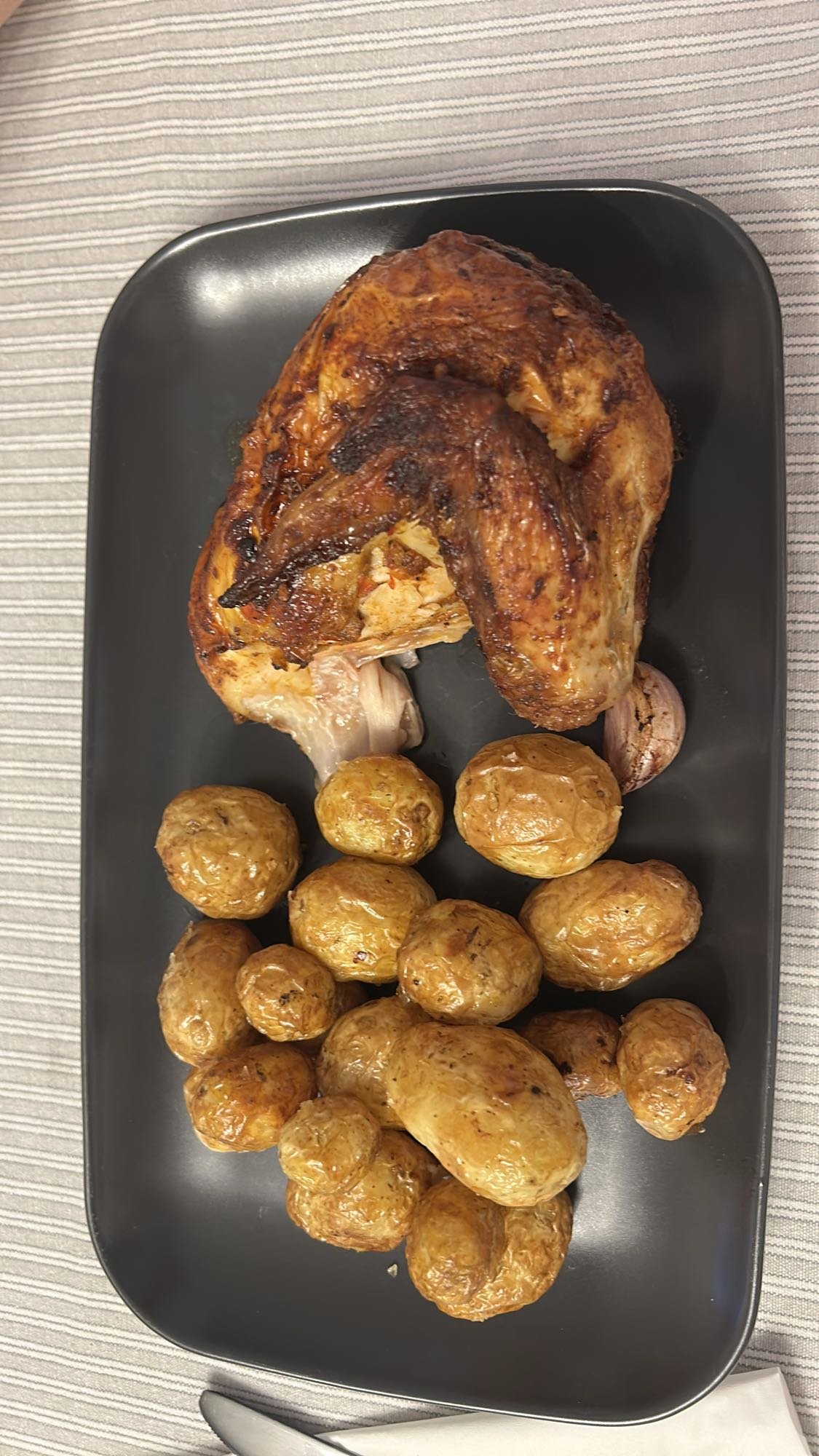 Roast chicken and potatoes