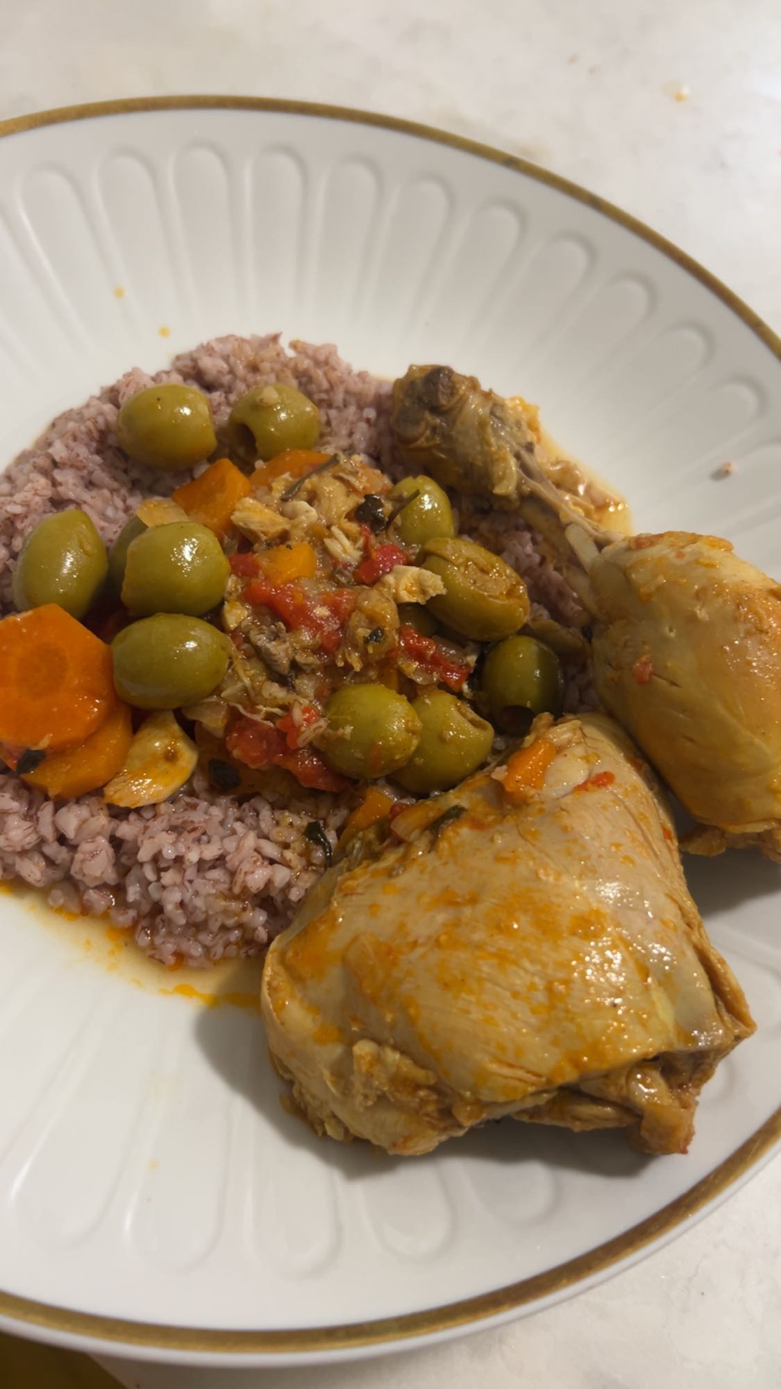 Poulet aux olives et riz