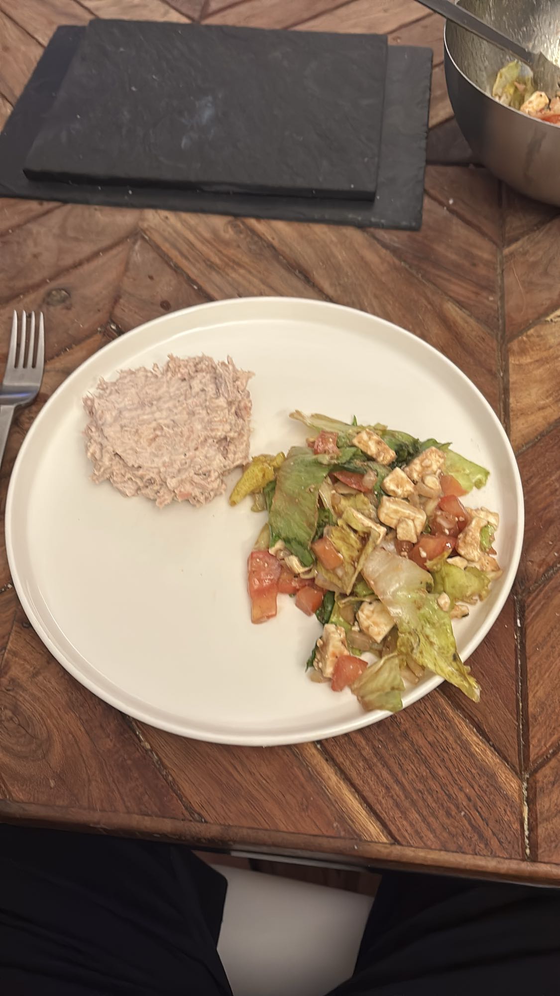 Salade et thon fromage à tartiner