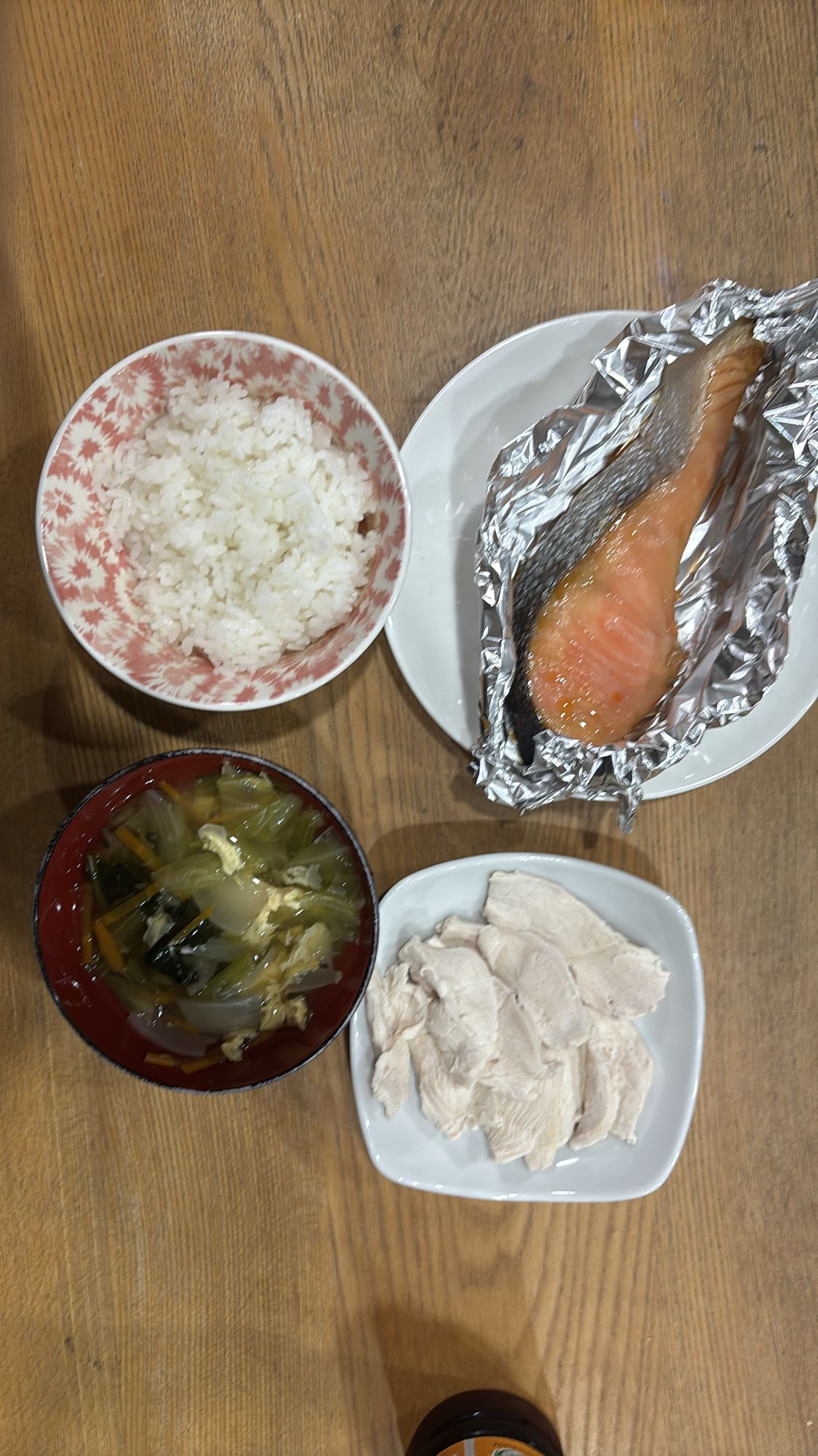 Salmon, Chicken, Rice Set