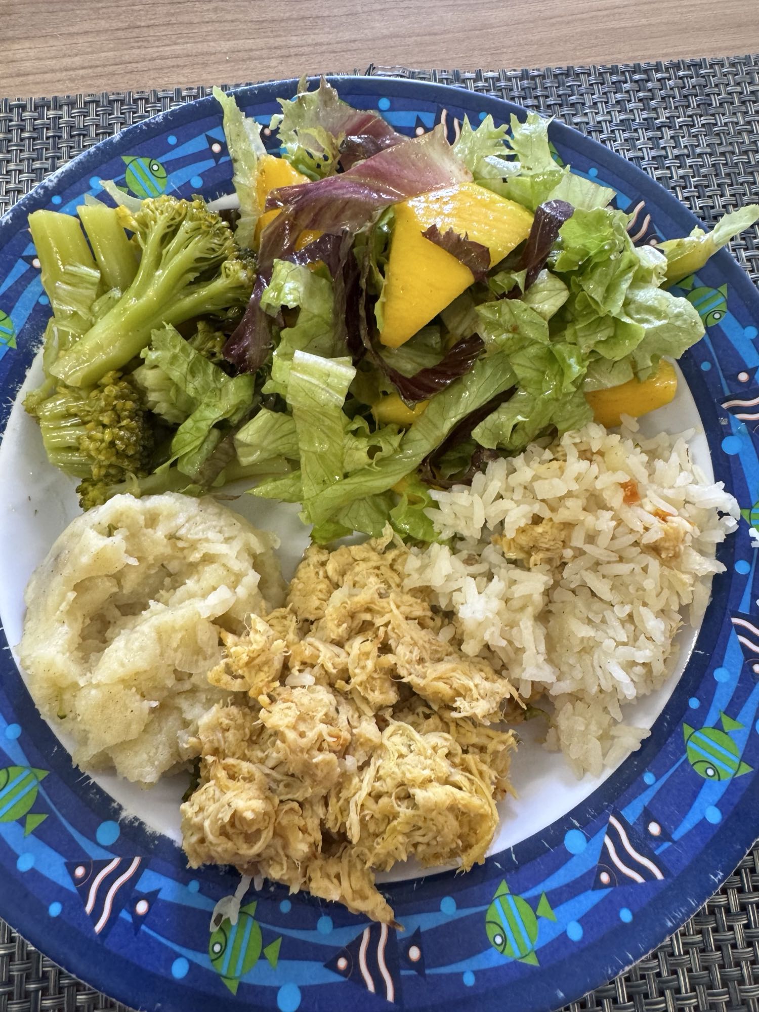 Frango com arroz e salada