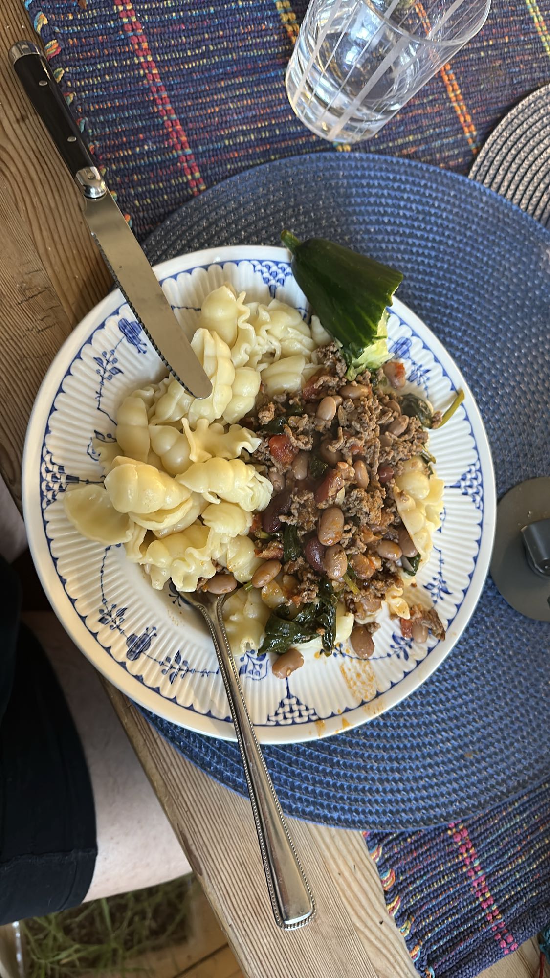 Pasta med köttfärs och bönor