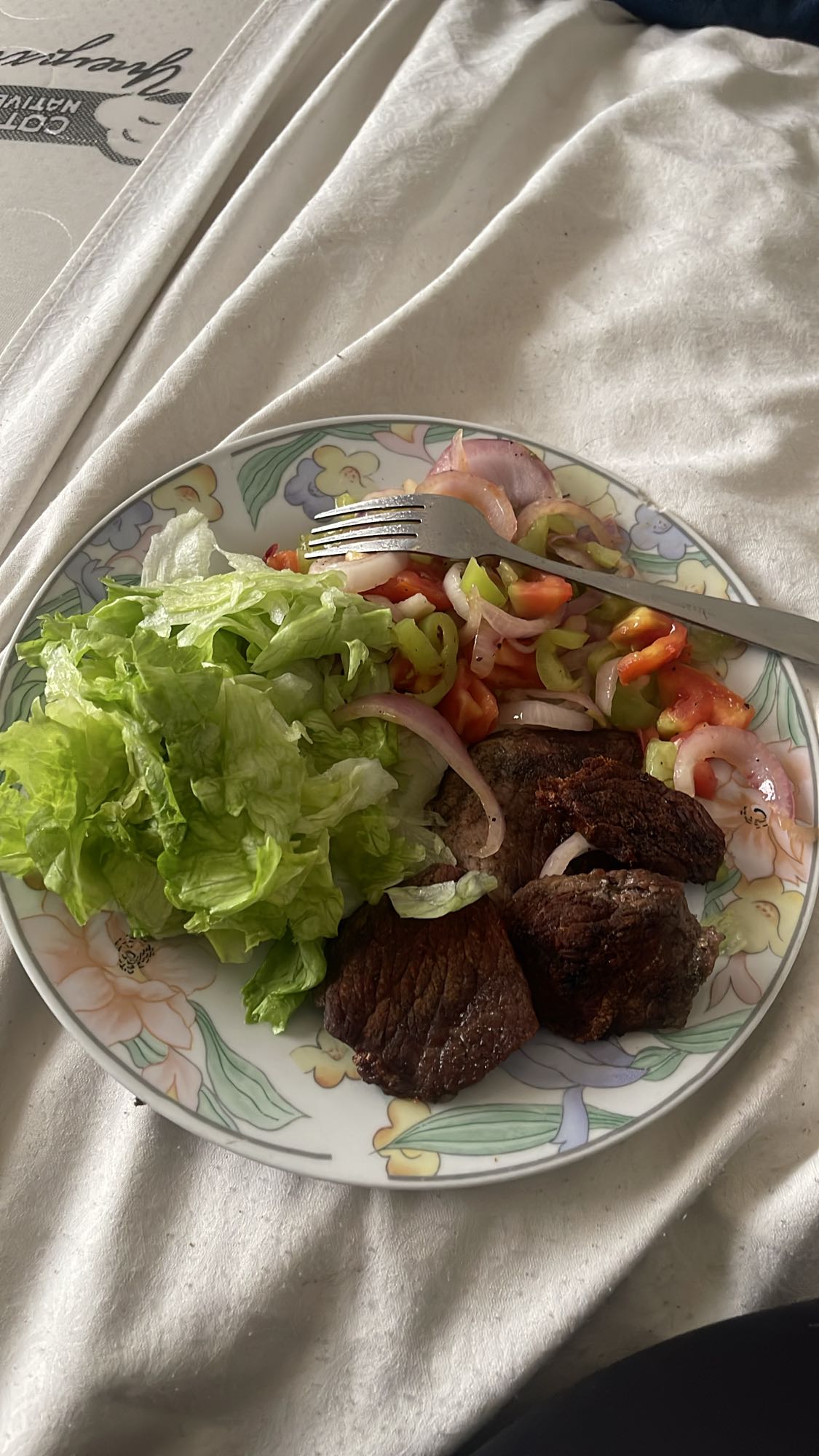 carne con ensalada fresca