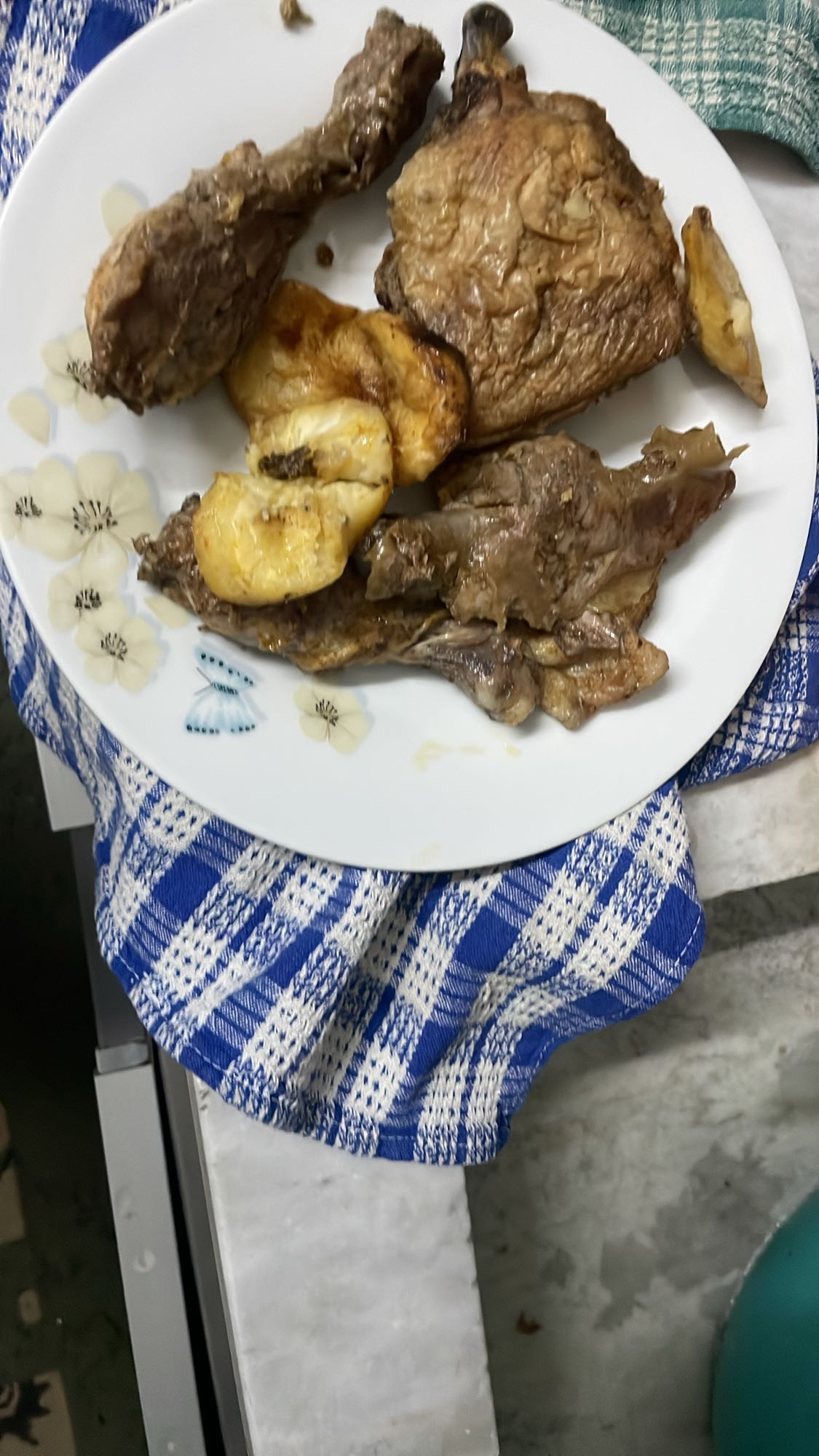 Roast chicken and potatoes