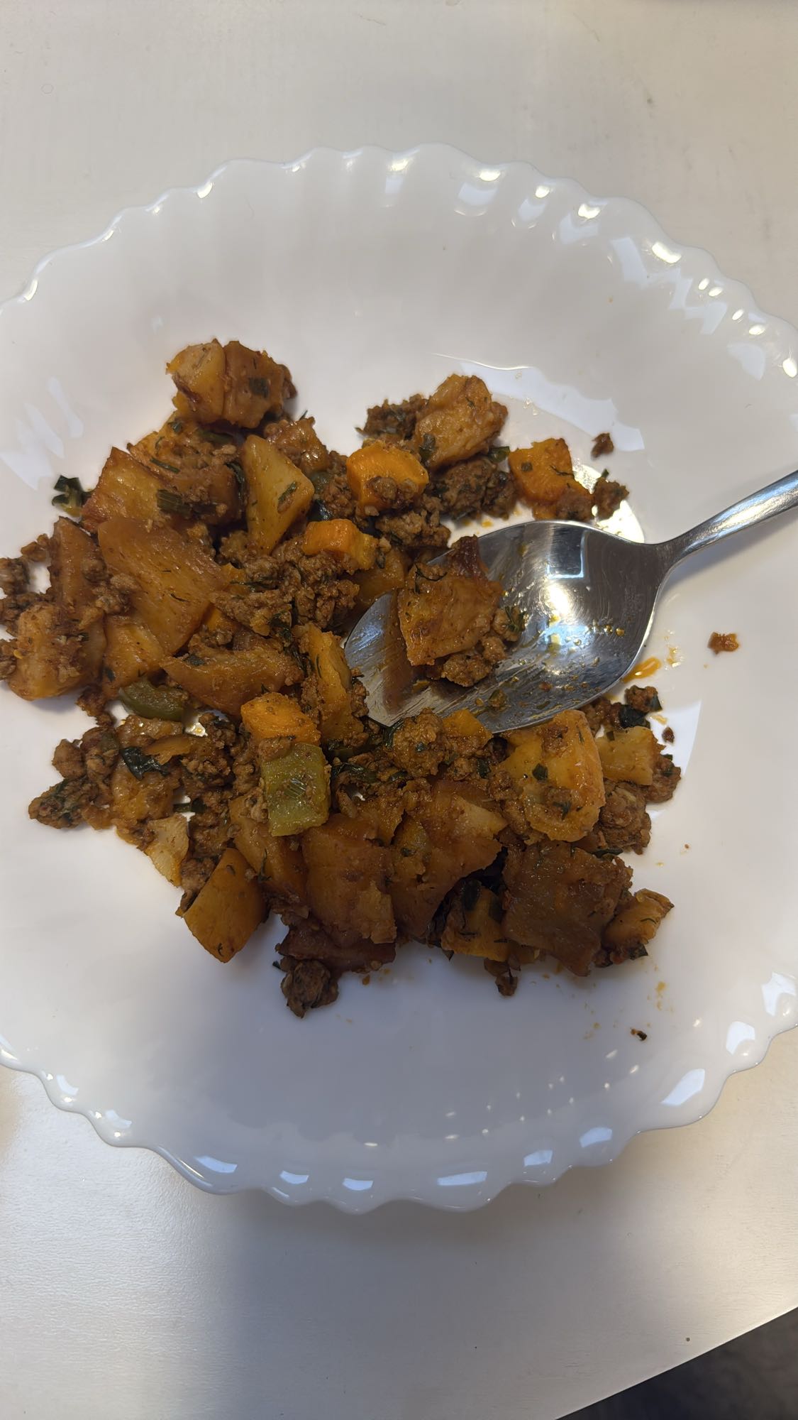 Potet og kjøttdeigblanding