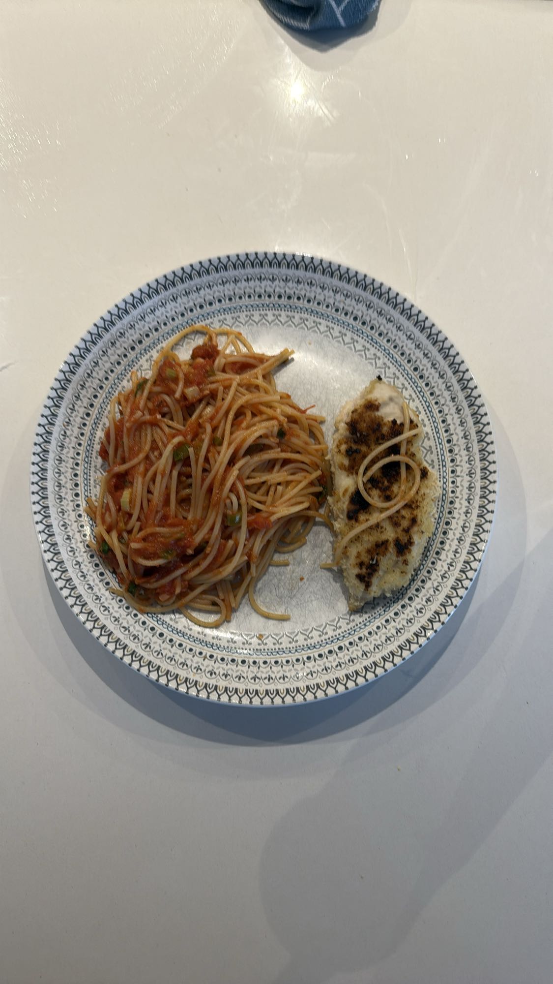 Poulet et spaghetti
