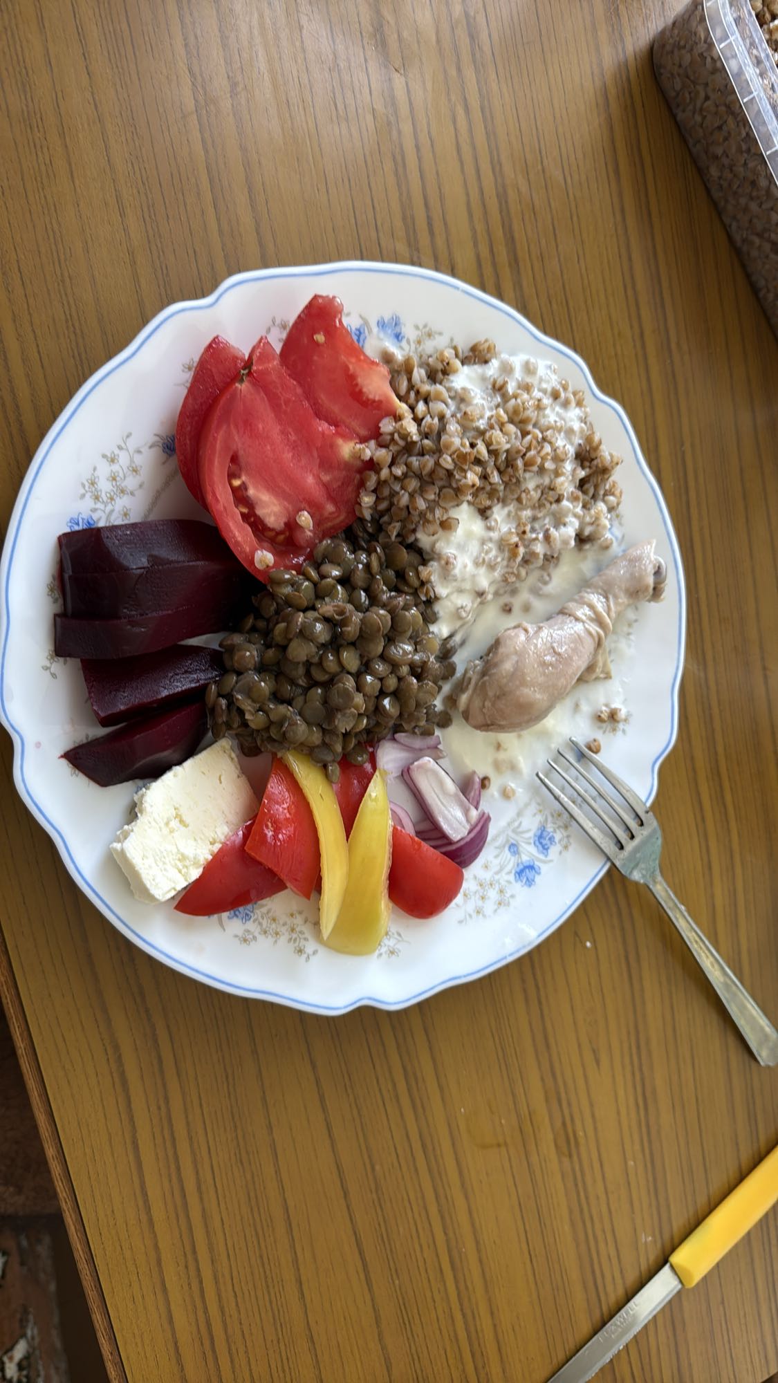 Chicken buckwheat salad plate