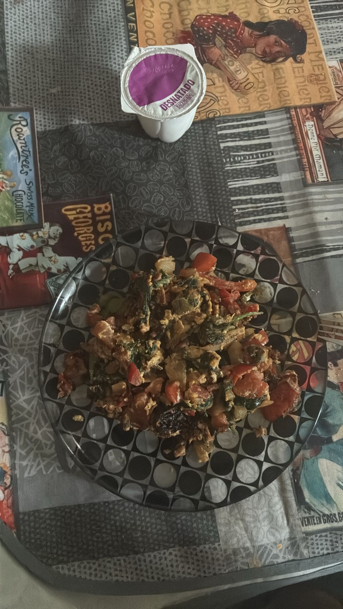 revuelto de verduras y yogur