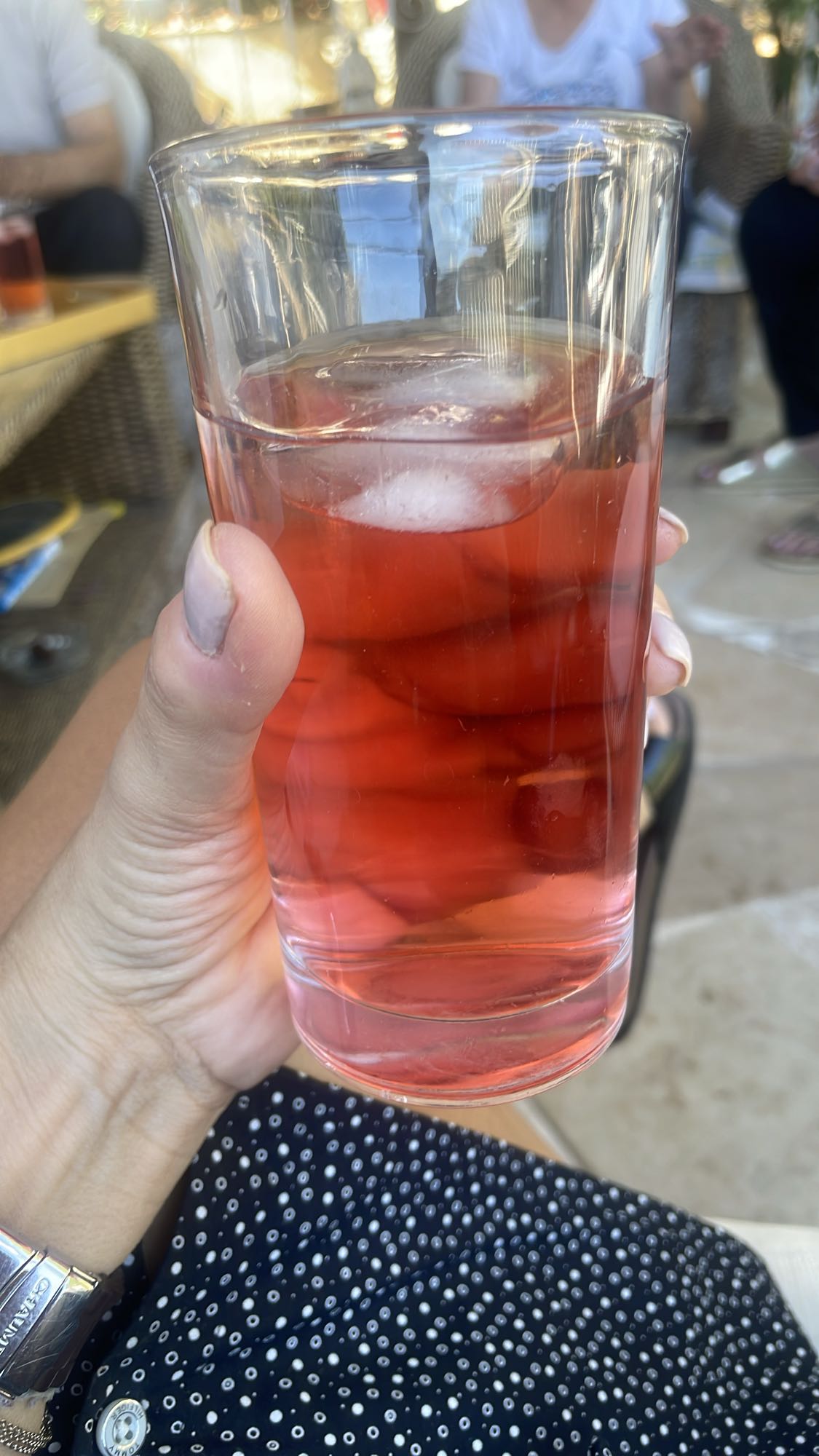 Red fruit juice with ice