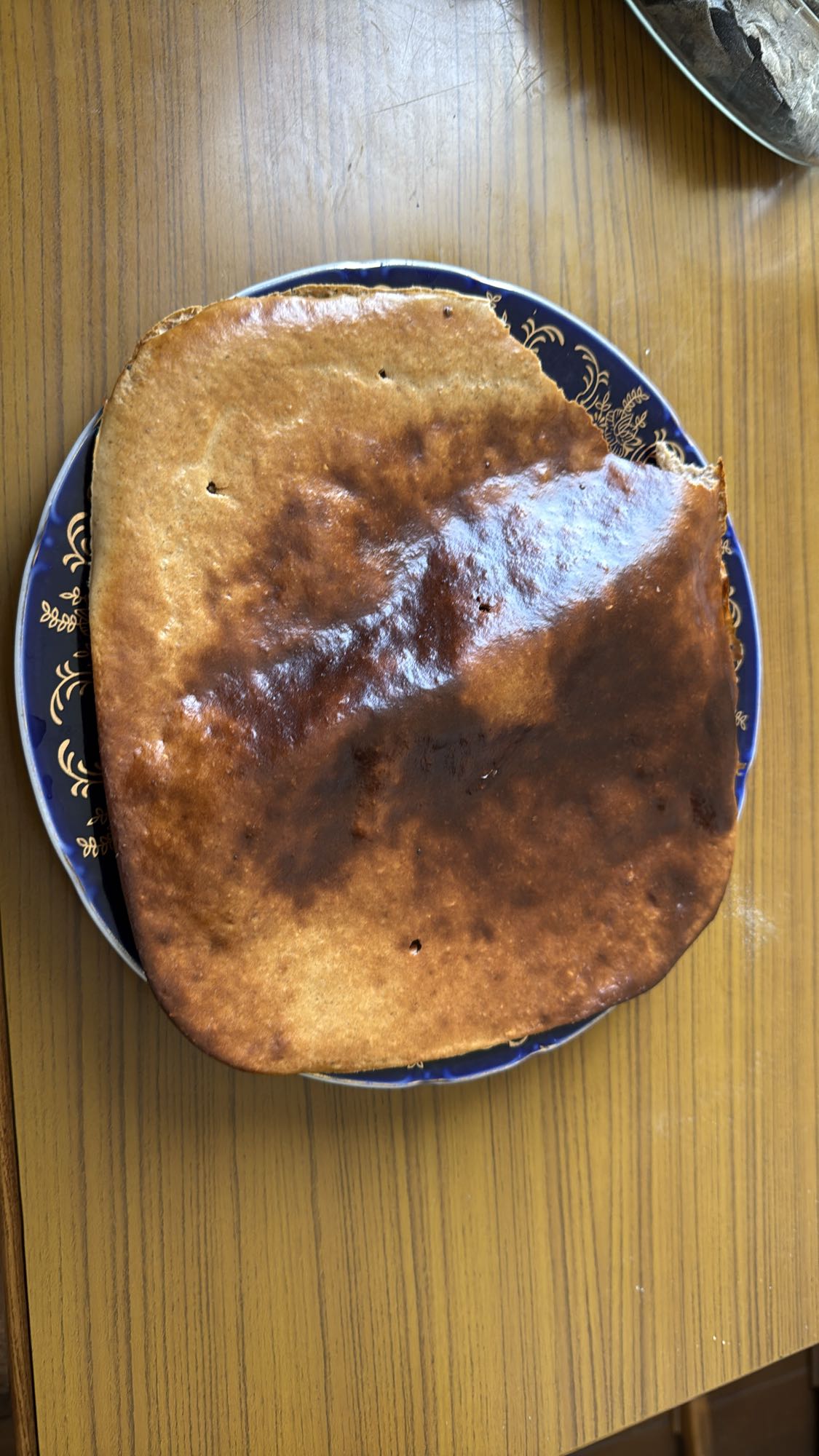 Homemade flatbread with banana, eggs, oats, and yogurt