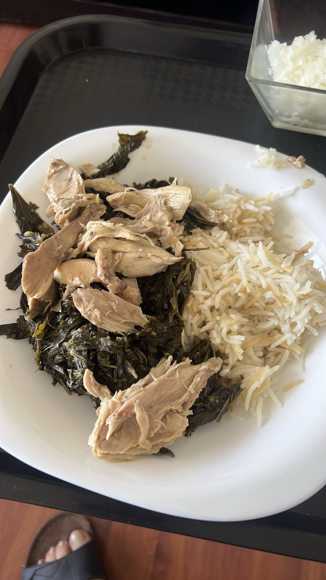 Chicken rice with greens