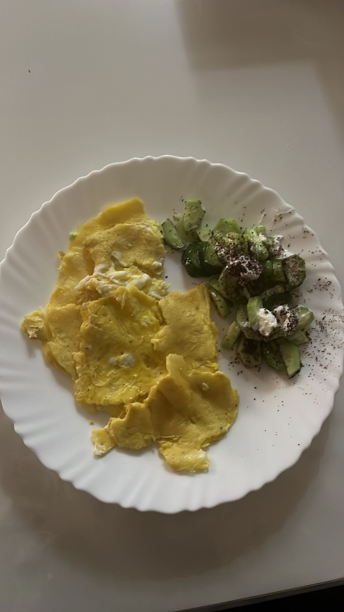 Eggs with cucumber salad