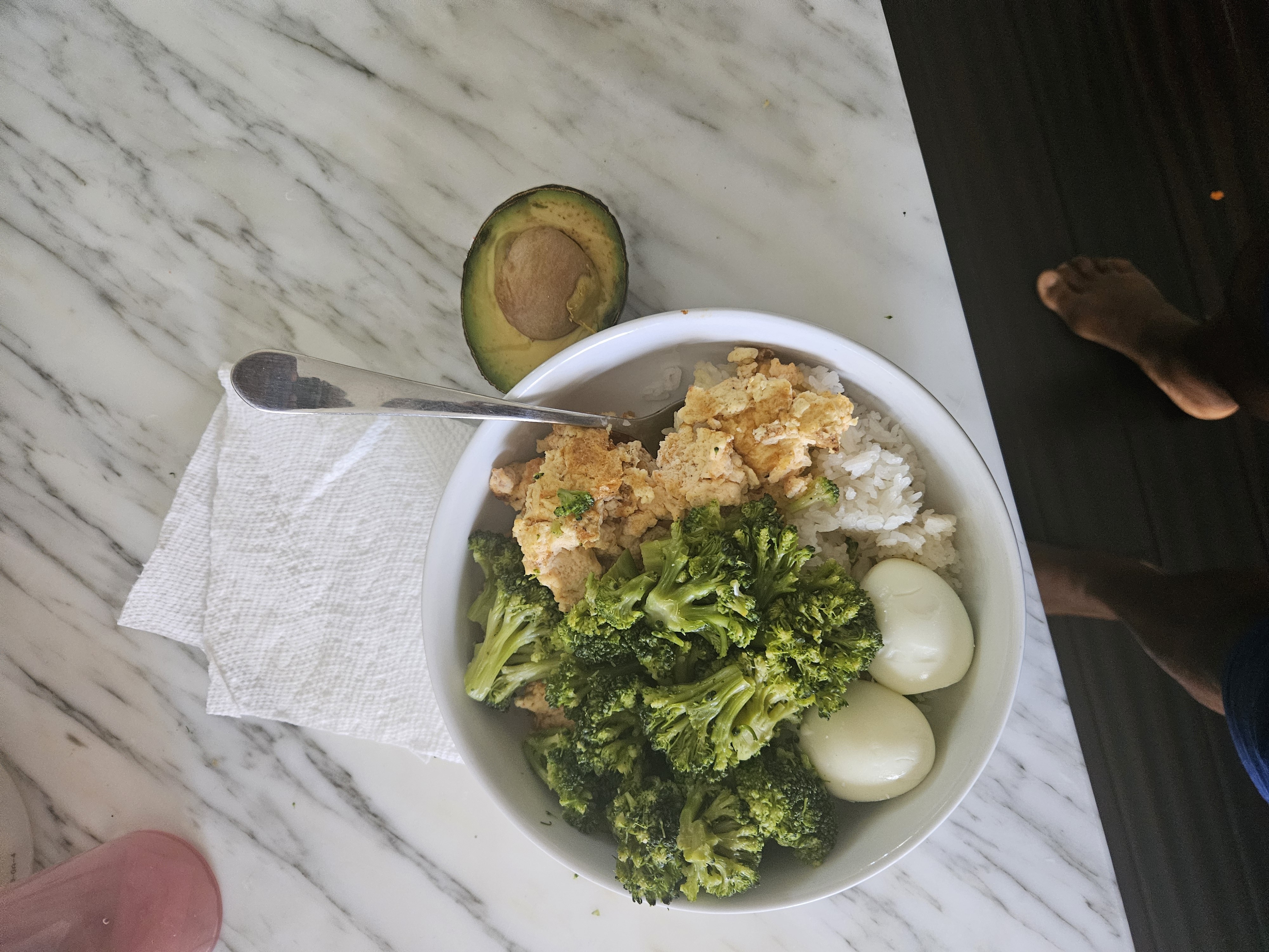 Egg, Rice, Broccoli Bowl