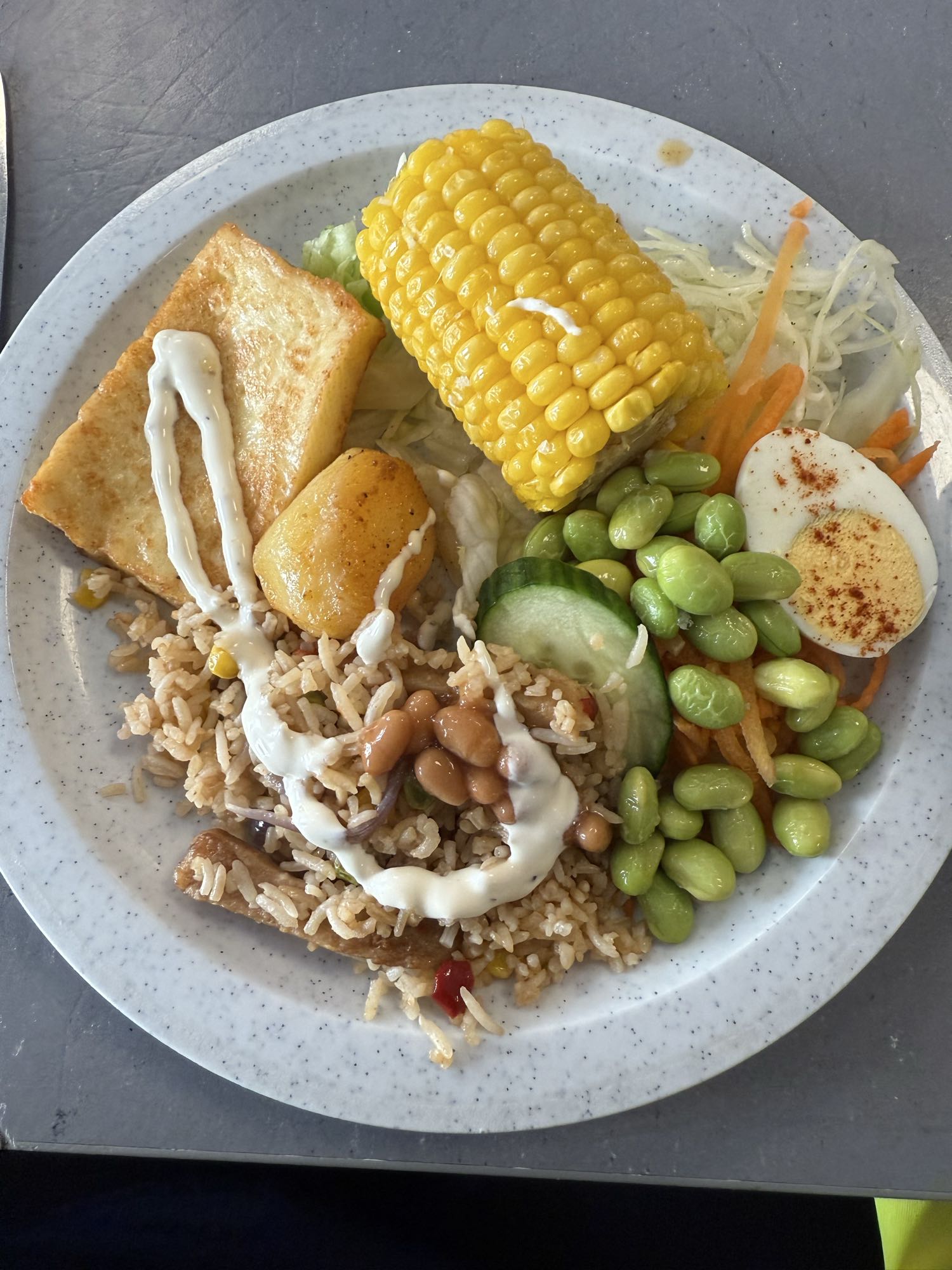 Vegetarisk tallrik med ris