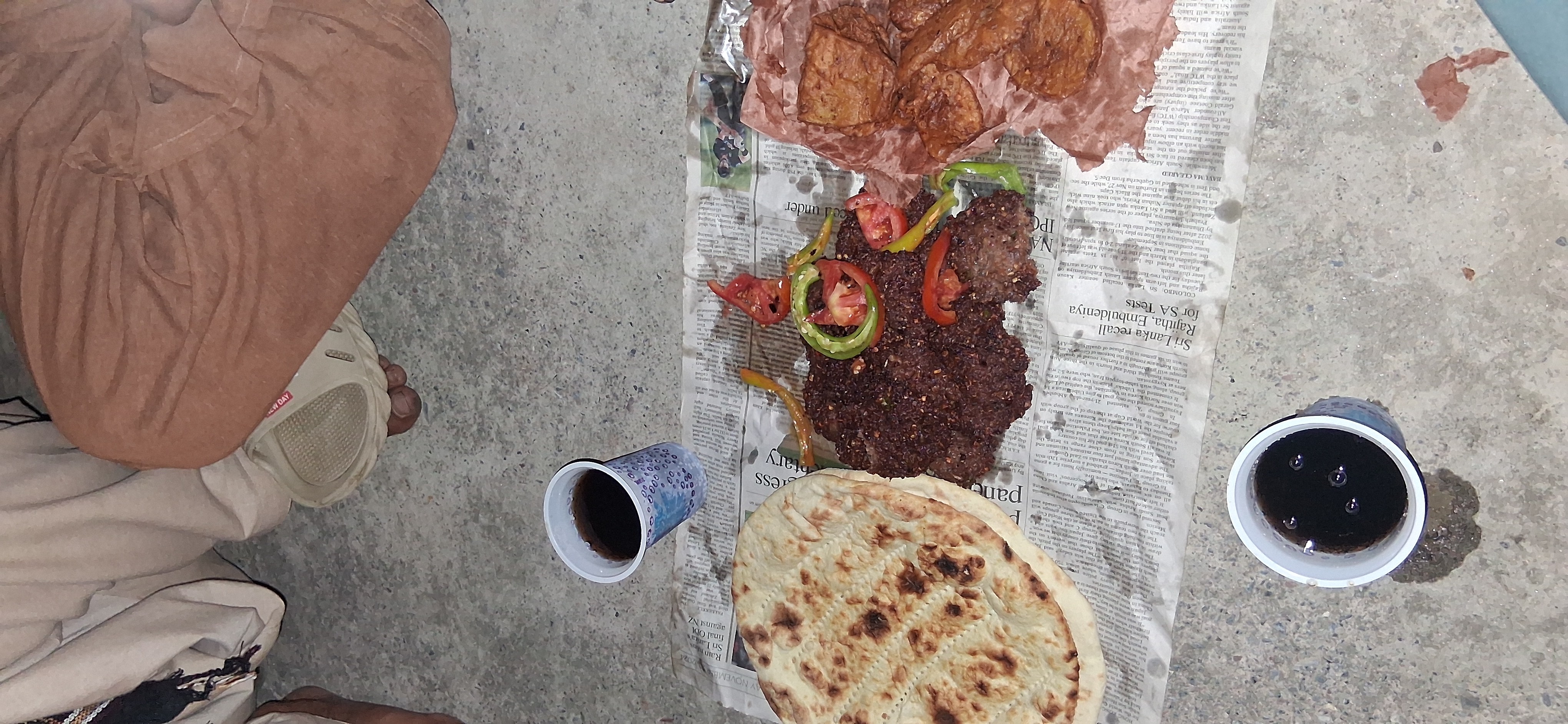 Kebab with bread and soda