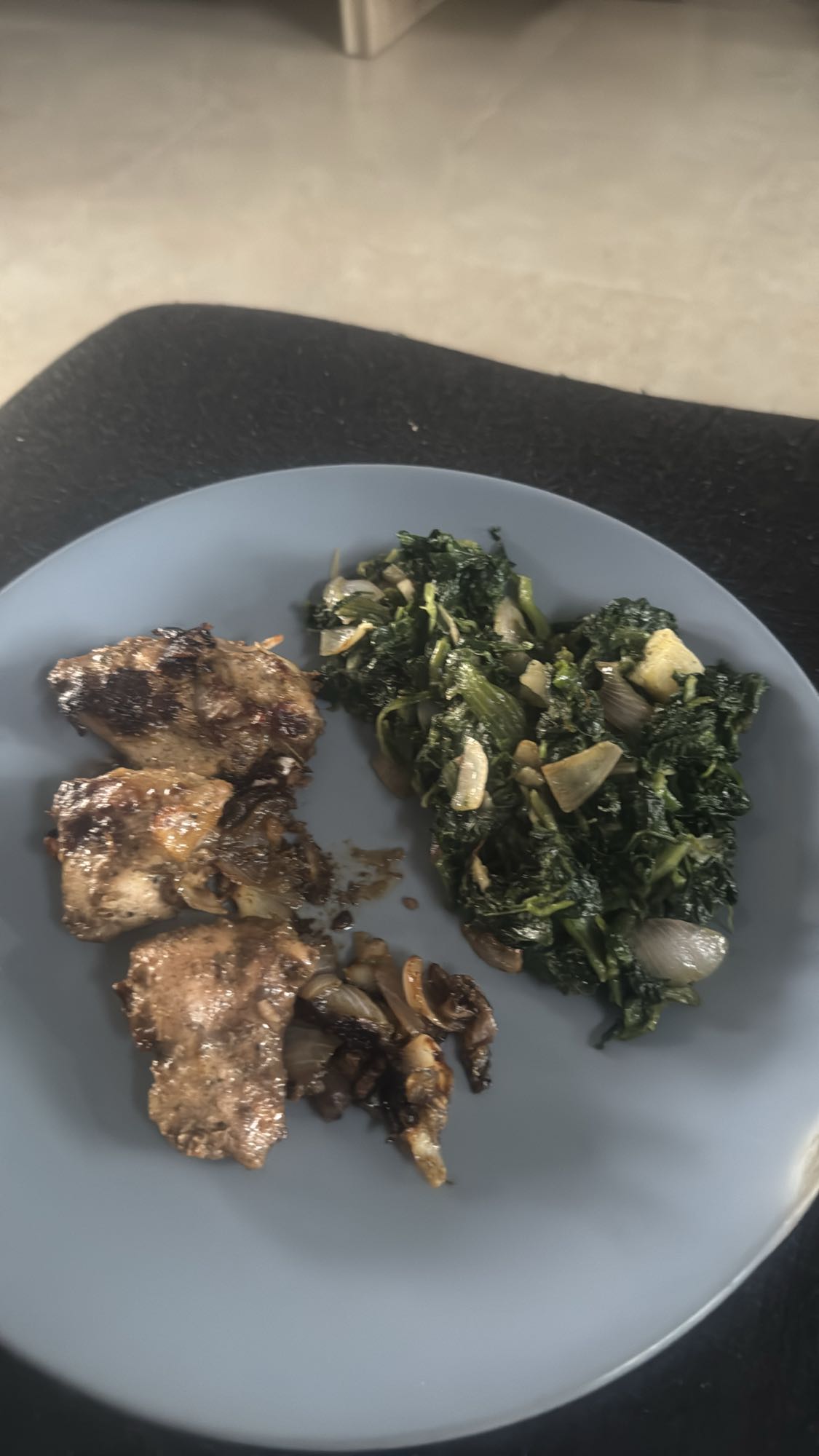 Chicken and sautéed greens