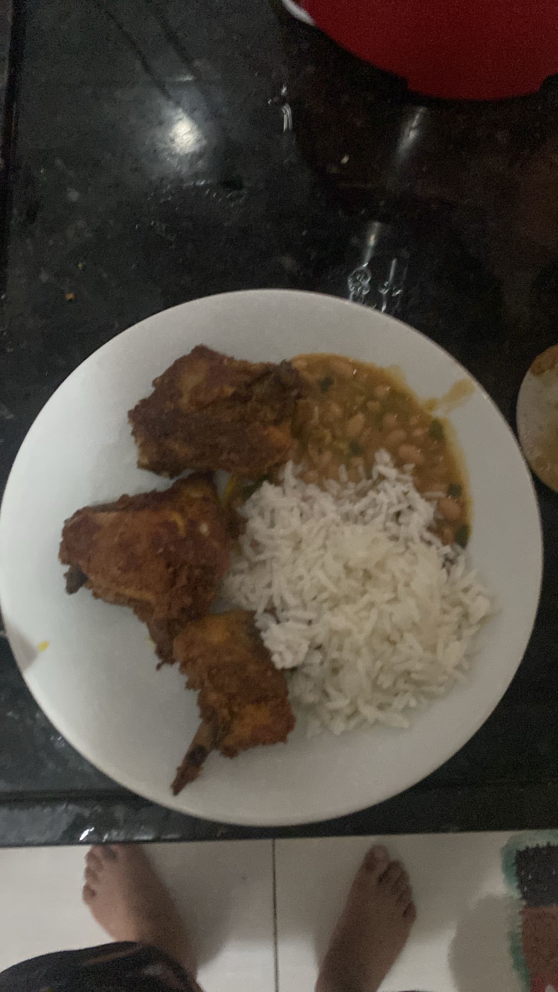 Frango, arroz e feijão