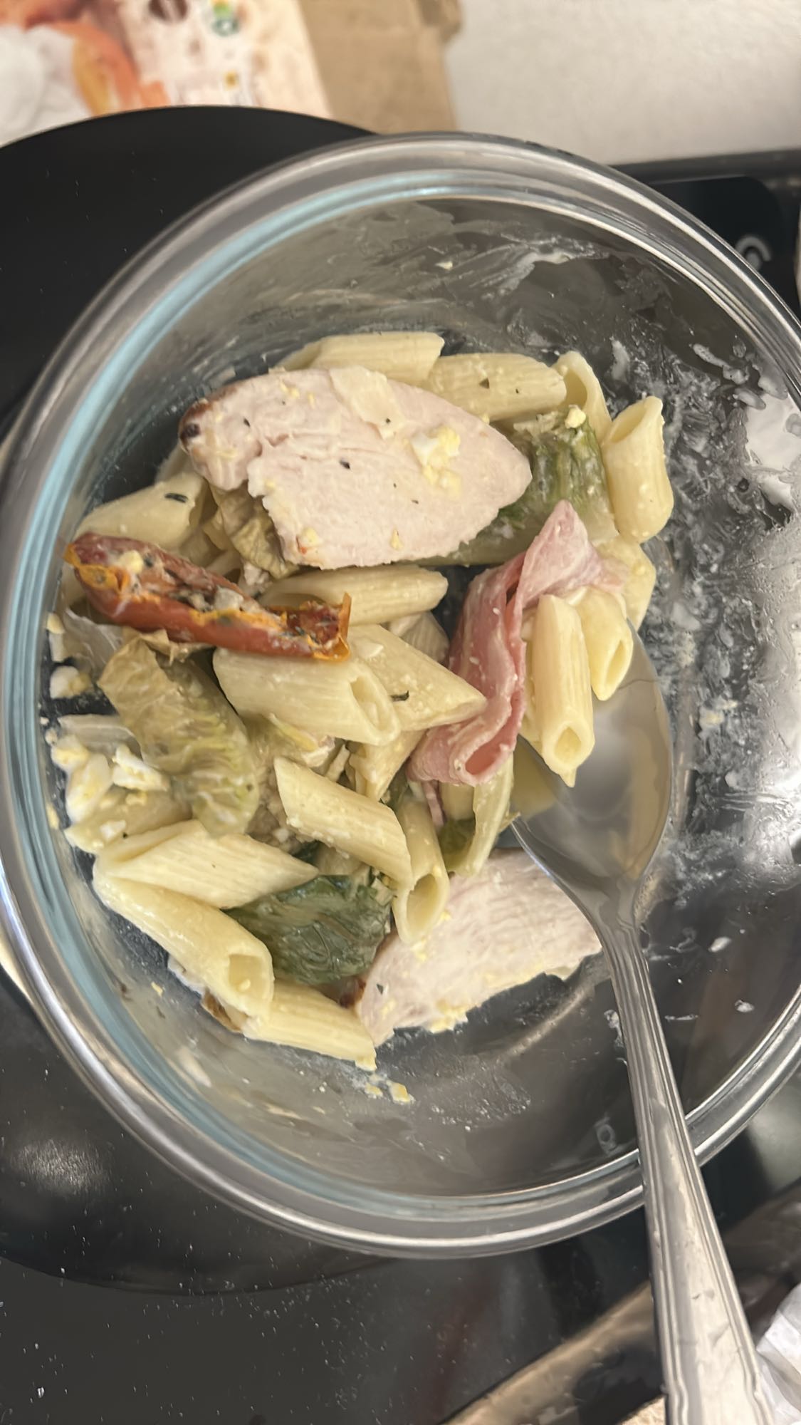 pâtes au poulet et légumes