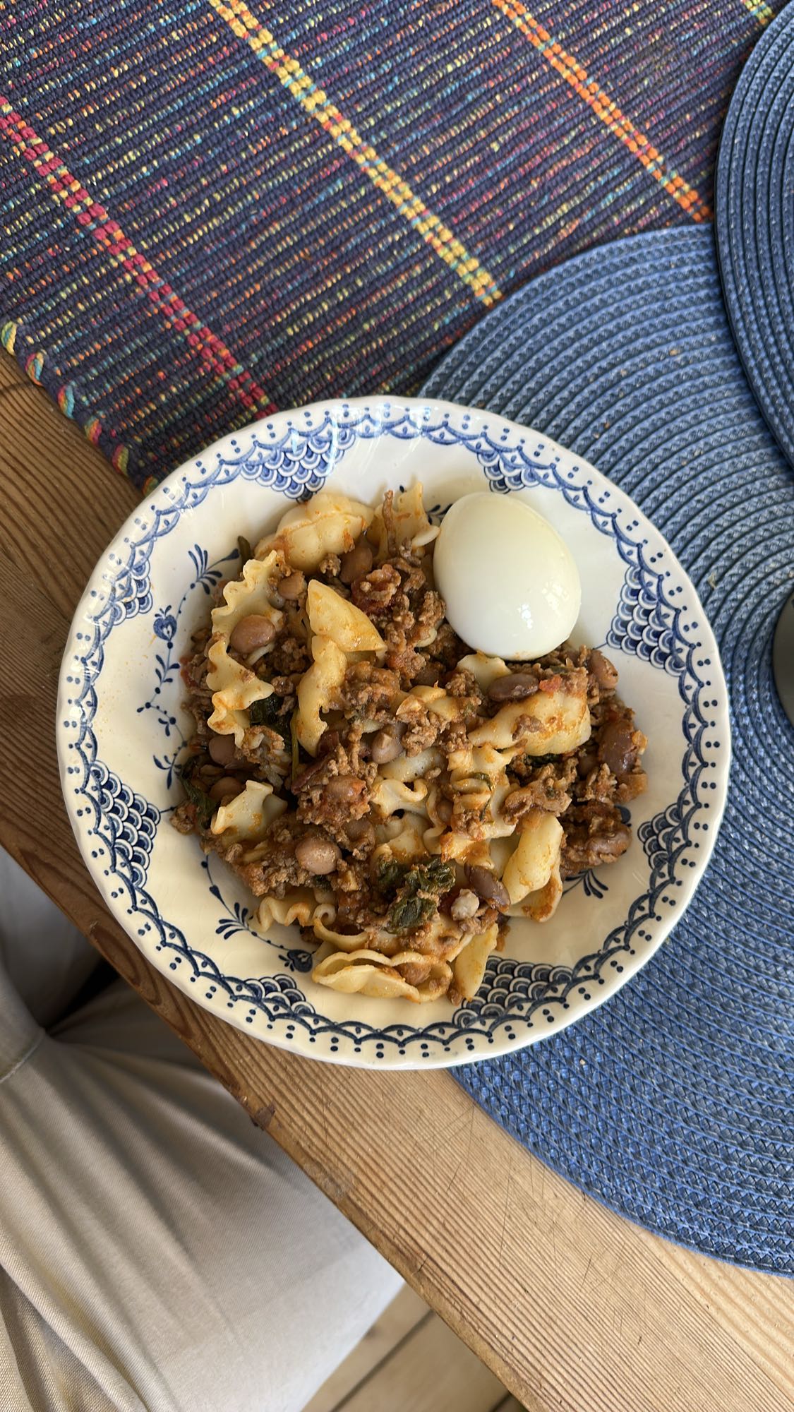 Pasta med köttfärssås & ägg
