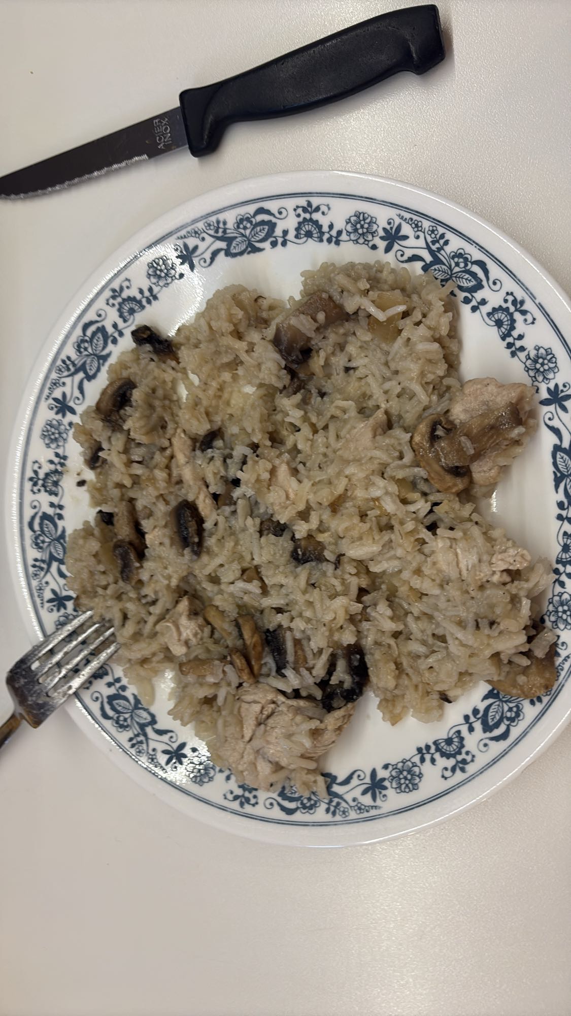 Riz au poulet et champignons